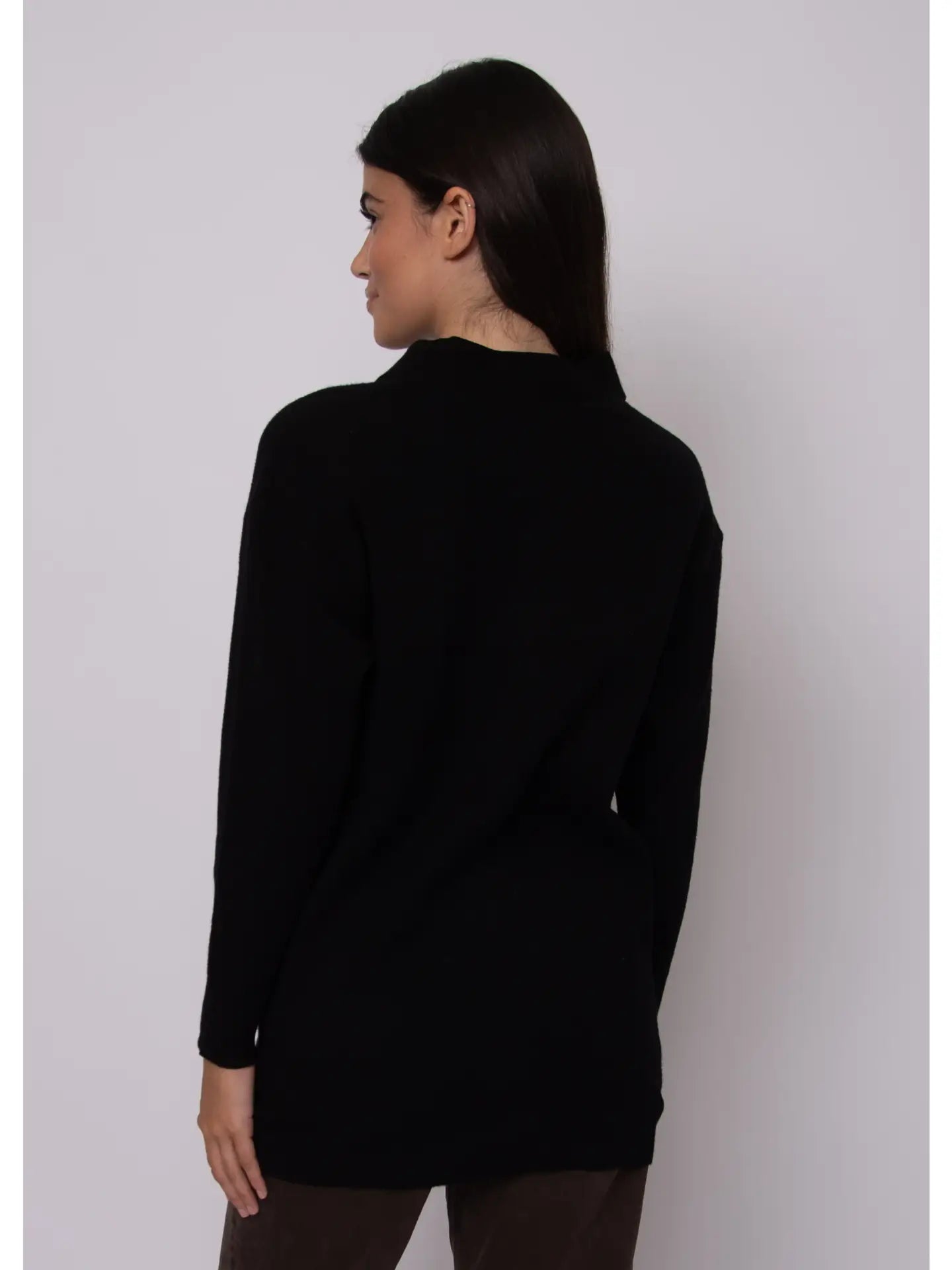 Abella Long Sleeve V-Neck Cardigan-Black