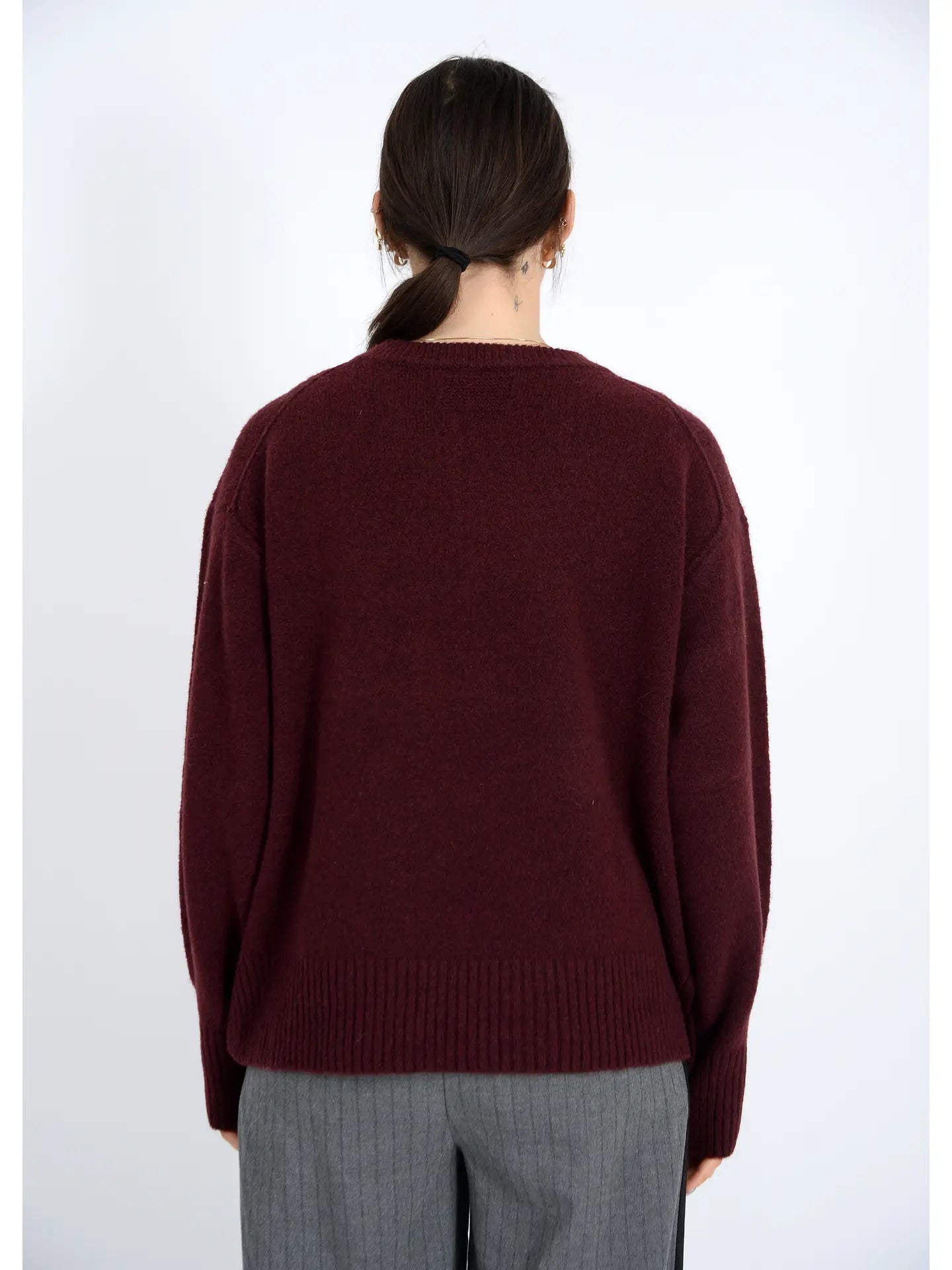 Waverly Long Sleeve Crew Neck-Maroon