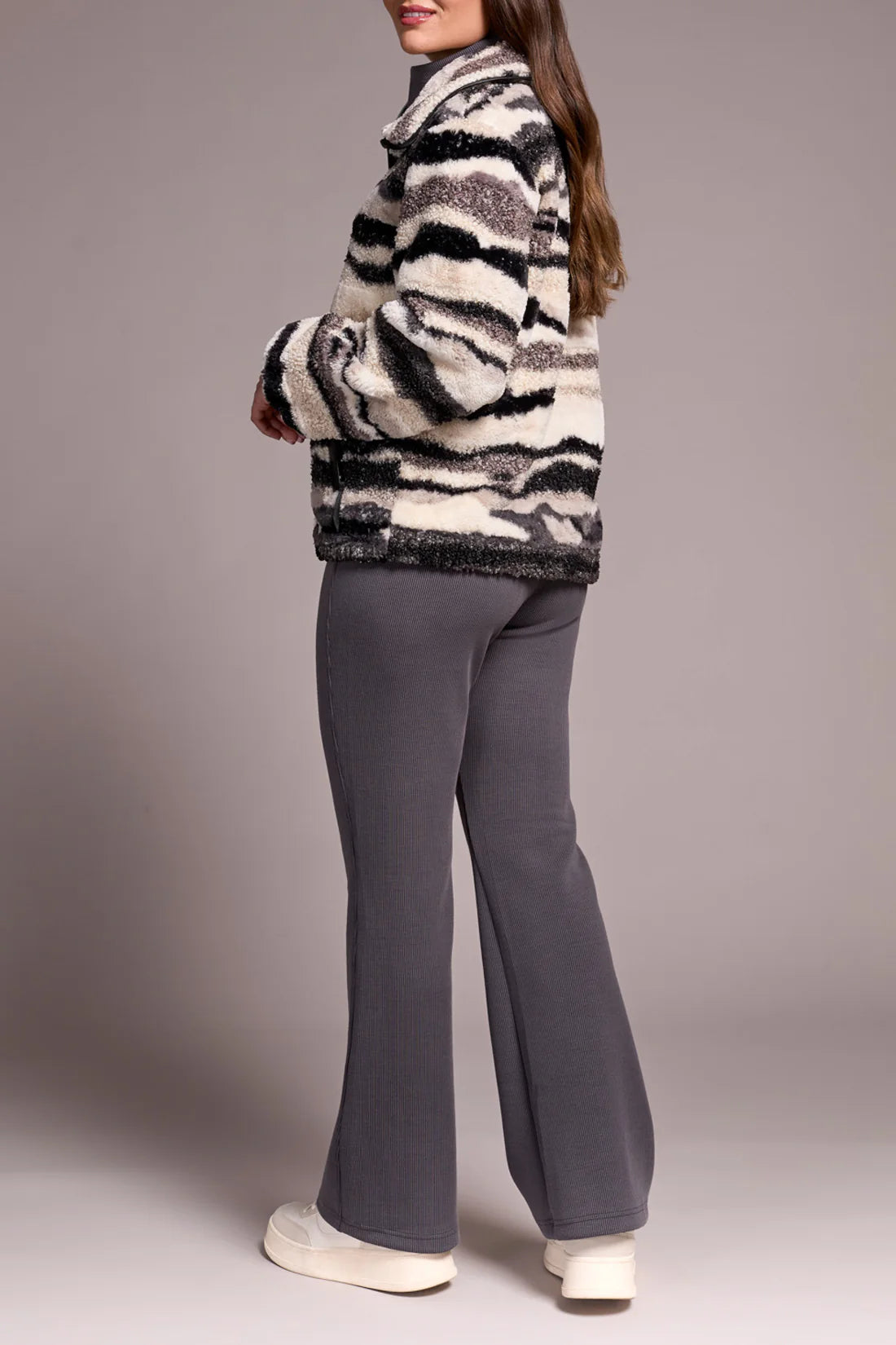 Lined Zip Jacket W/PU Detail-Nordic Stone