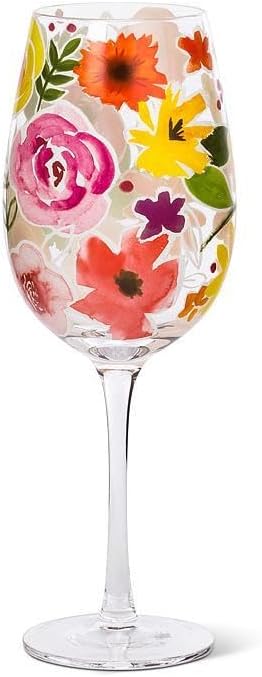 Bold Floral Wine Glass