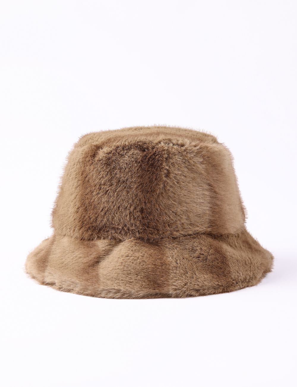 Faux Fur Bucket Hat-Camel