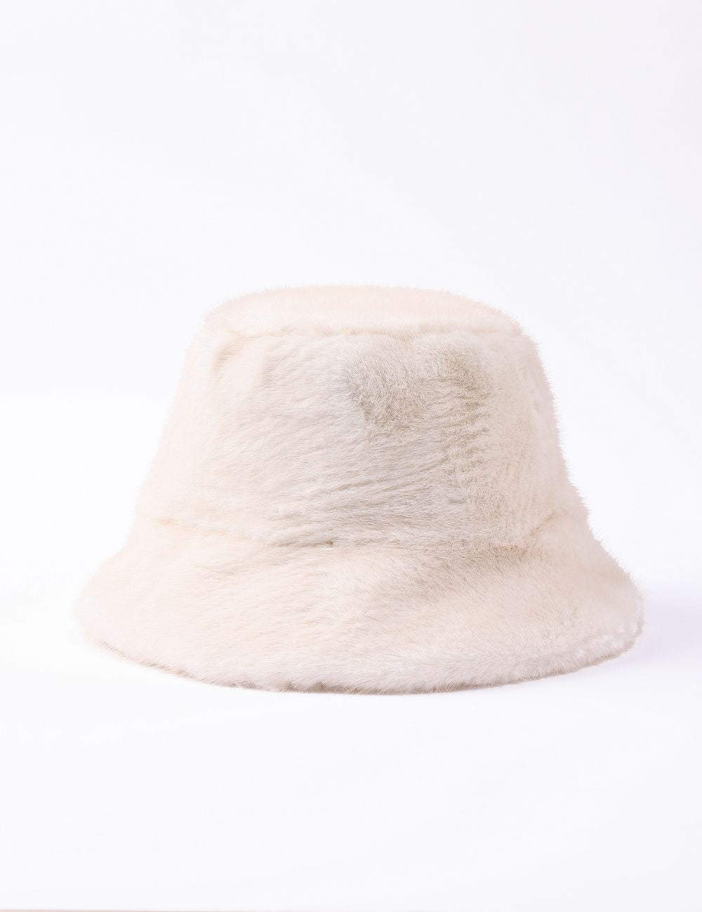 Faux Fur Bucket Hat-Cream