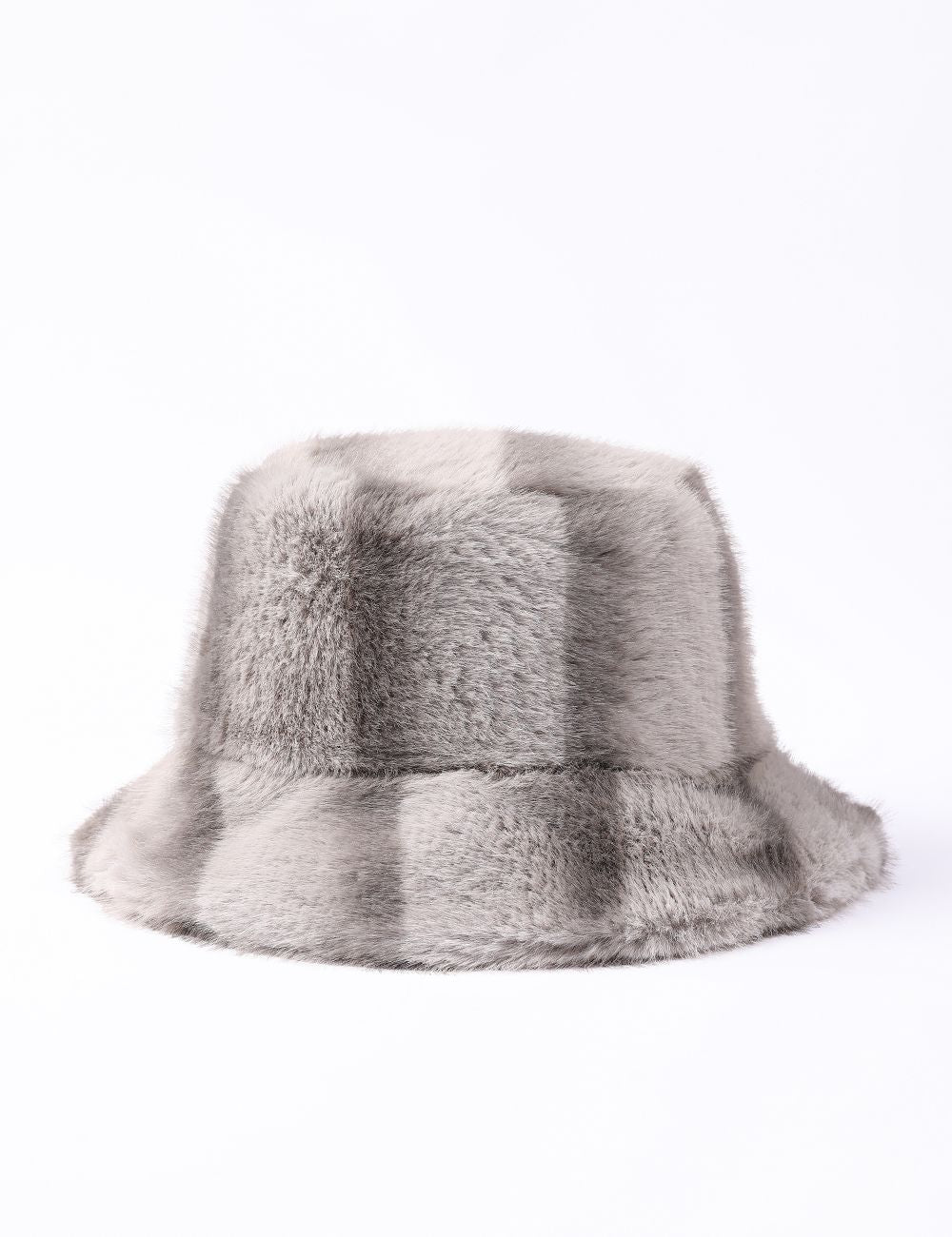 Faux Fur Bucket Hat-Grey