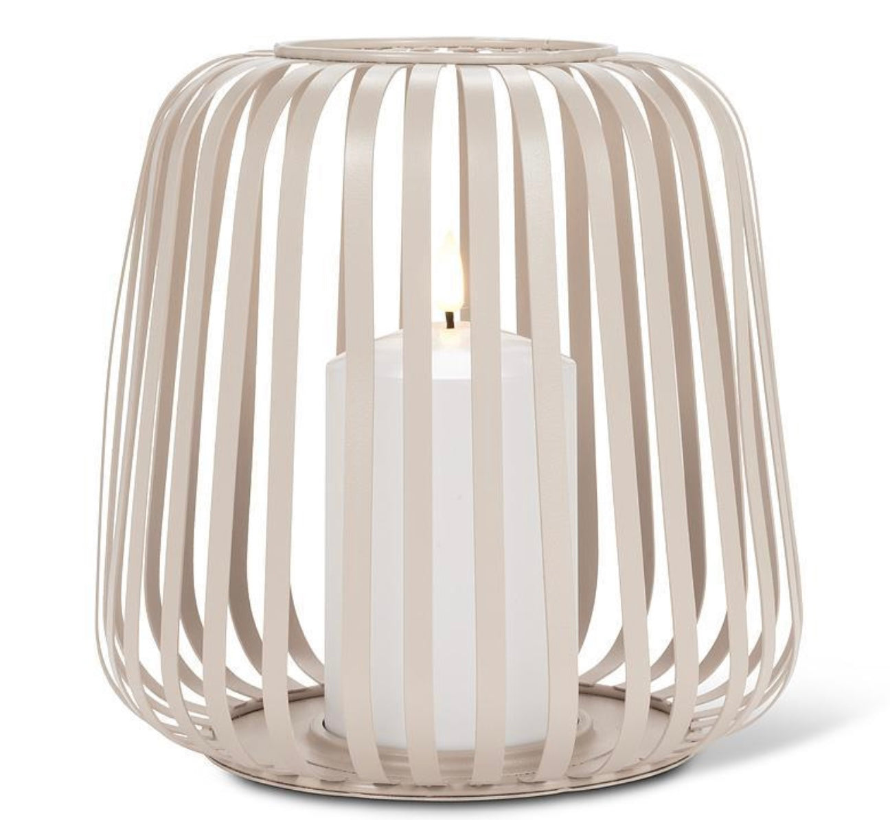 Large Cage Lantern with LED Candle-Sand