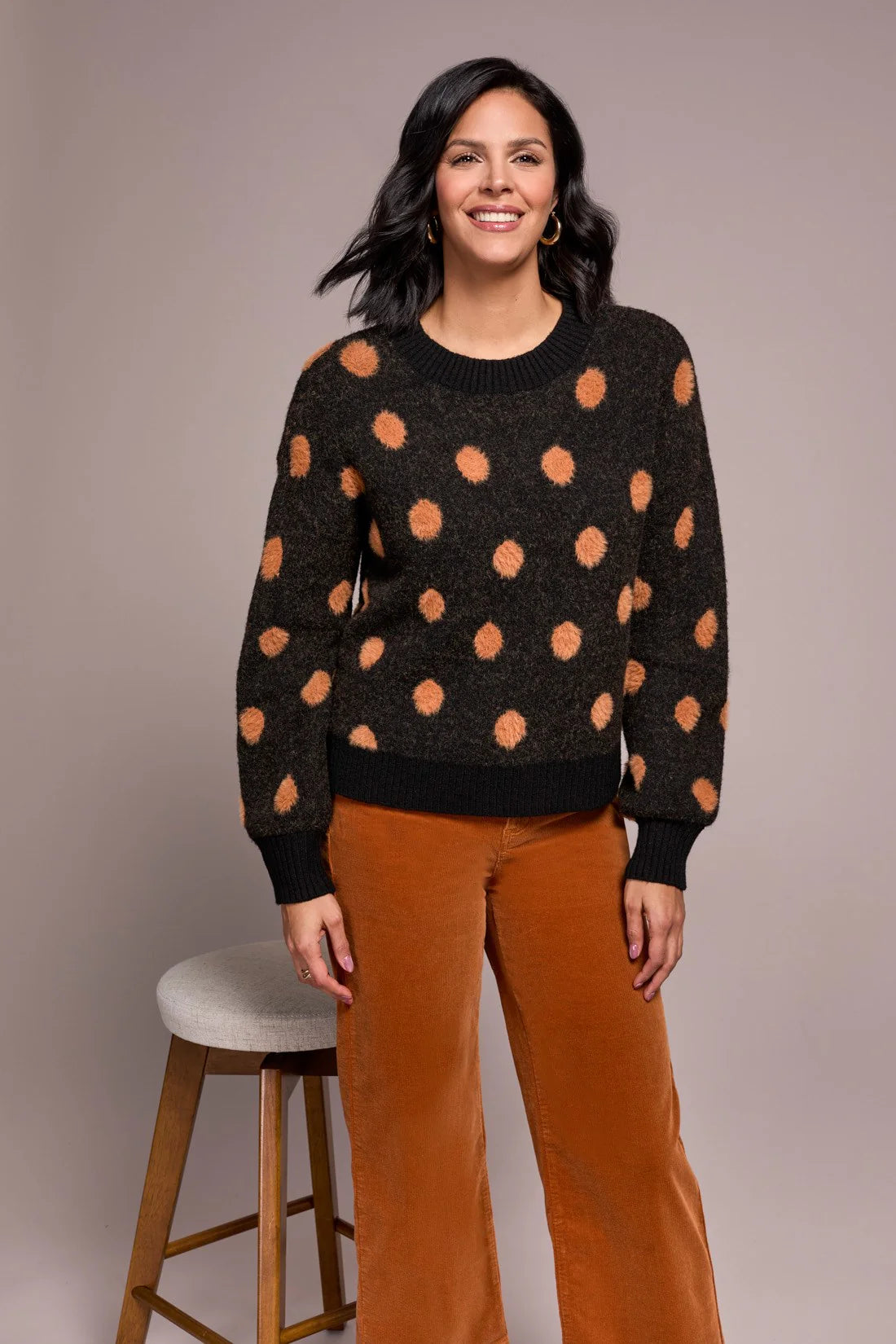 Polka Dot Sweater-Black