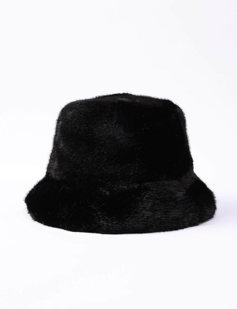 Faux Fur Bucket Hat-Black