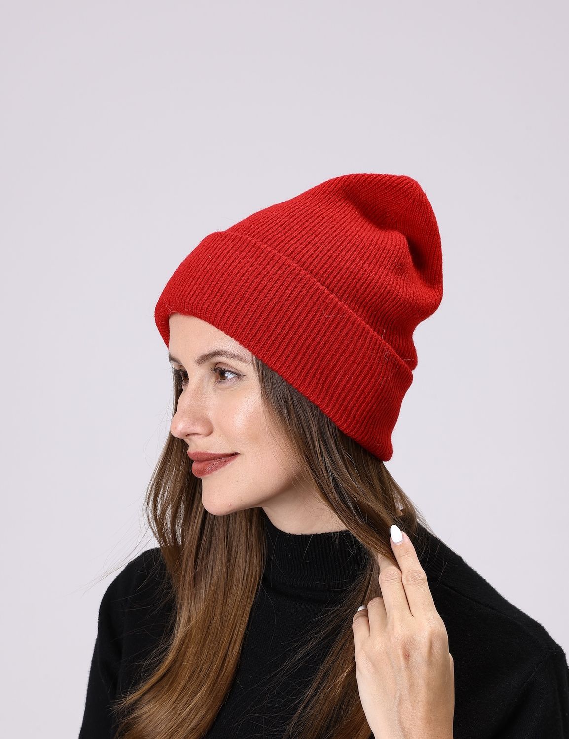 Ribbed Cuffed Beanie-Red