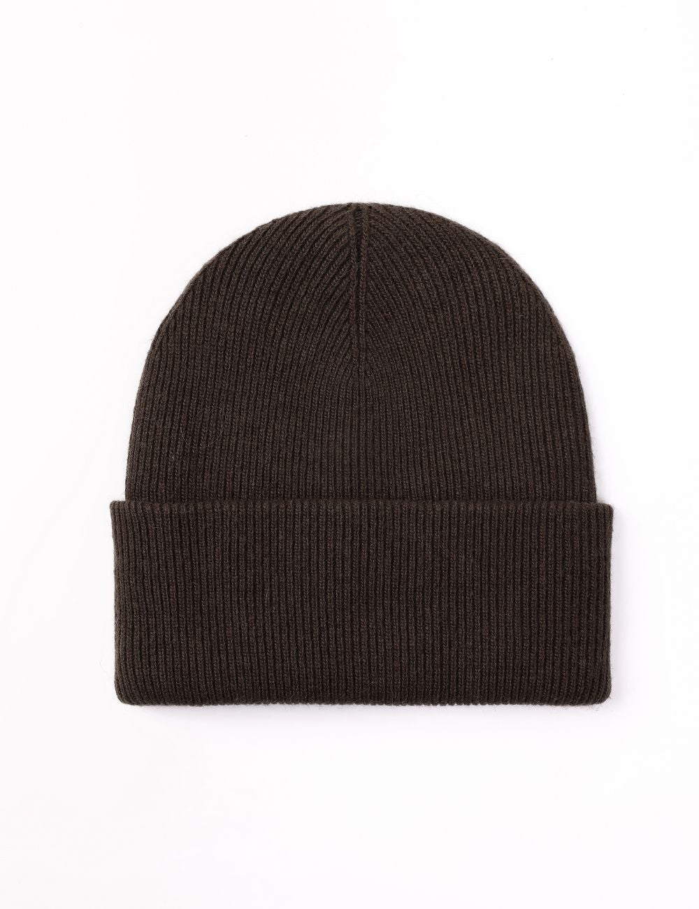 Ribbed Cuffed Beanie-Brown