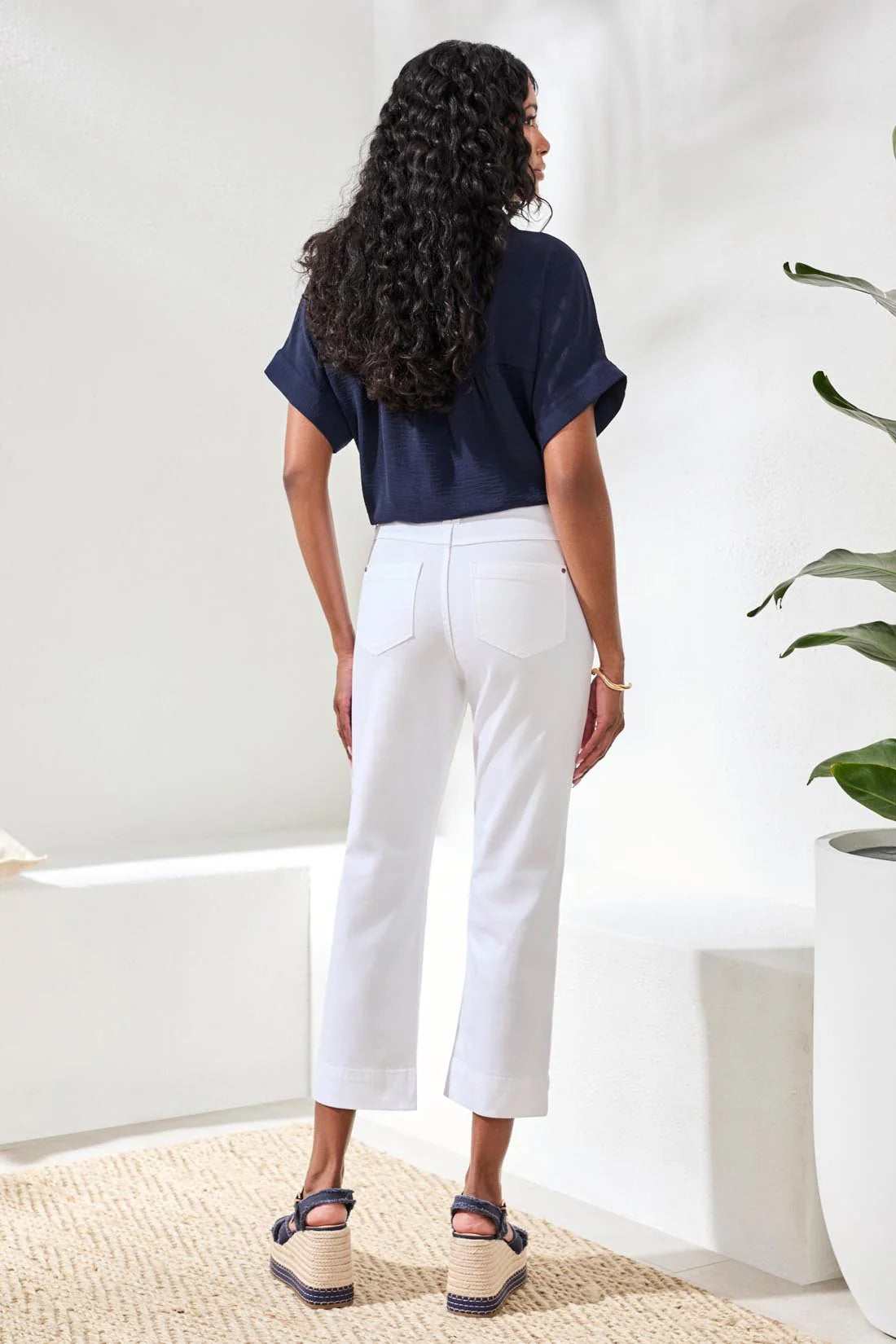 PULL-ON KICK FLARE CAPRIS-WHITE