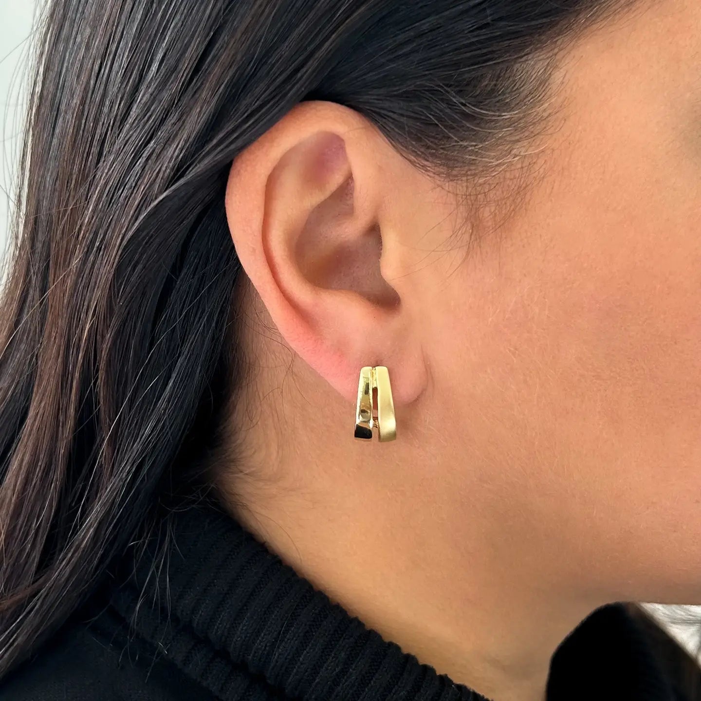 Stud Earrings-Two Tone Design