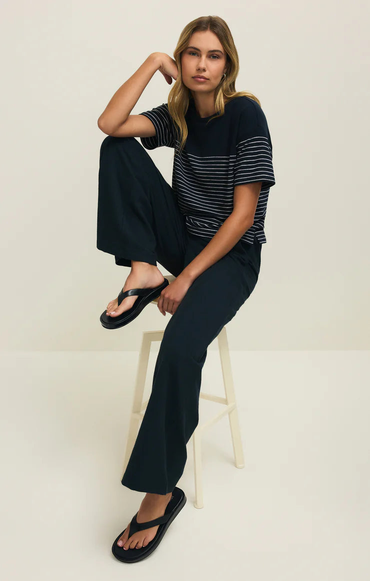 HARBOR TEXTURED KNIT STRIPE SHIRT-ECLIPSE( final sale)