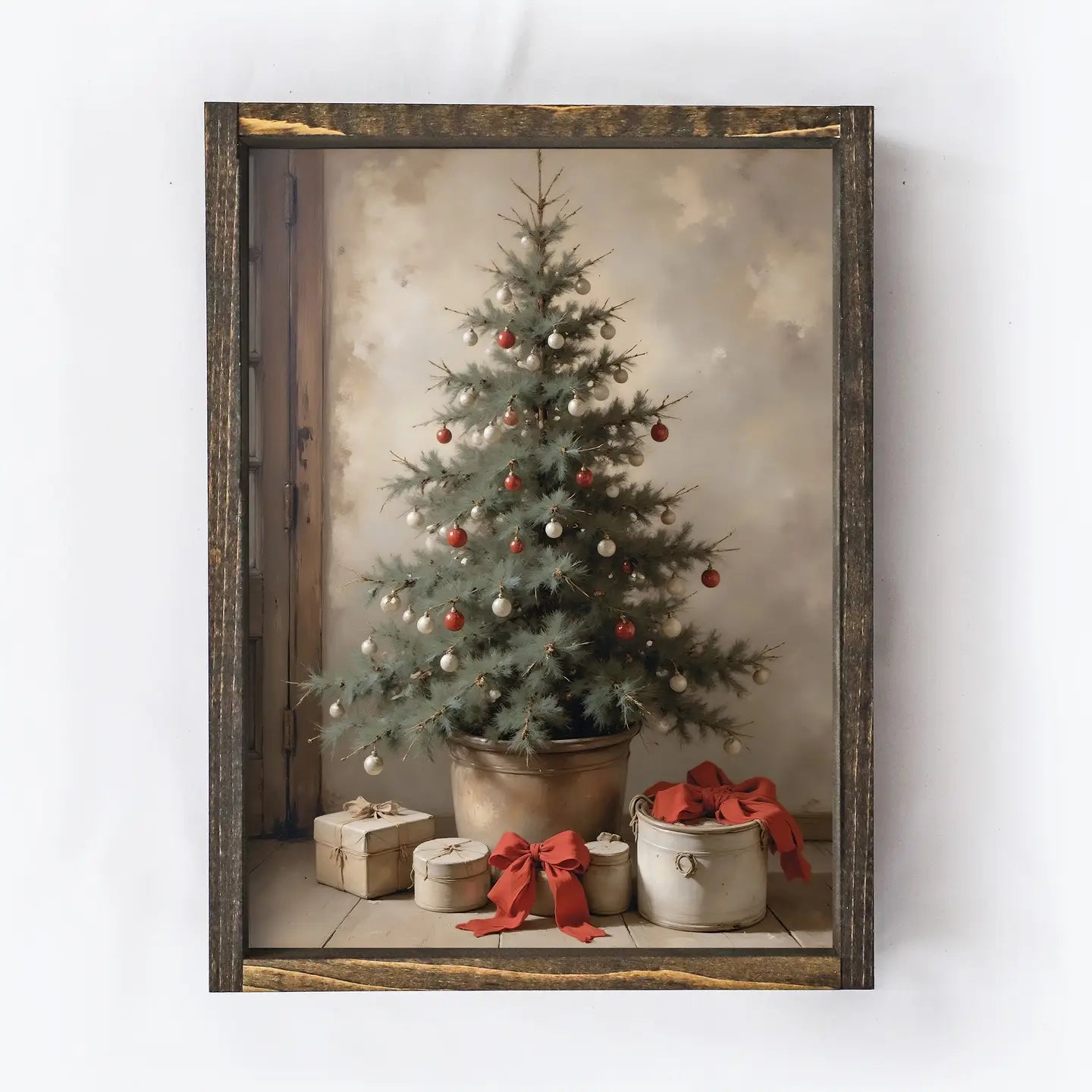 Vintage Christmas Tree Wall Art || Espresso