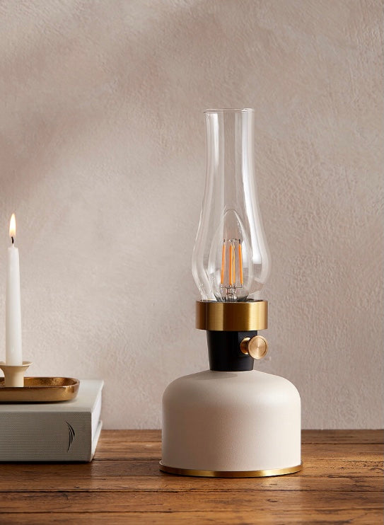 Lantern LED Lamp with Chimney-Ivory