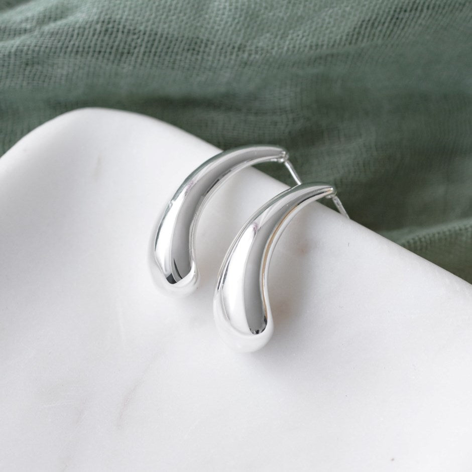 Power Curve Earrings-silver