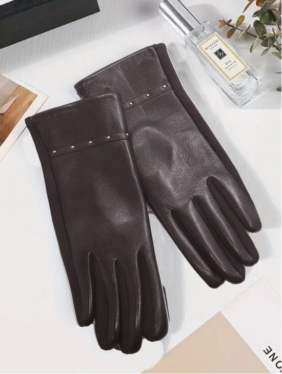 Touch Screen Gloves/Studs-Brown