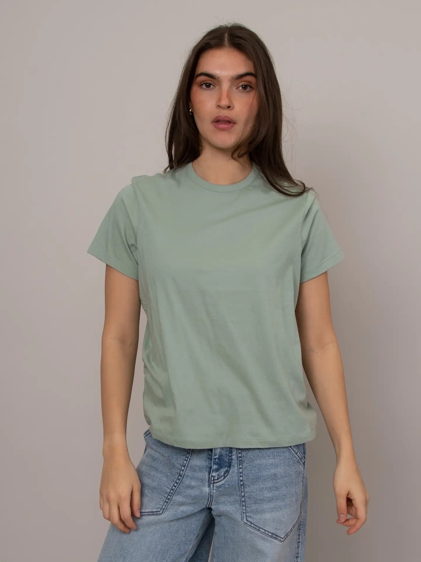Zaya Short Sleeve Crew Neck Top-Ivy