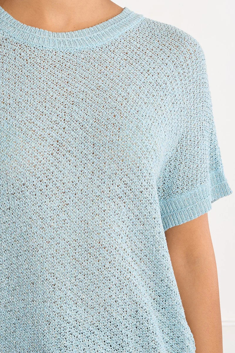 Short-sleeved knit-Blue