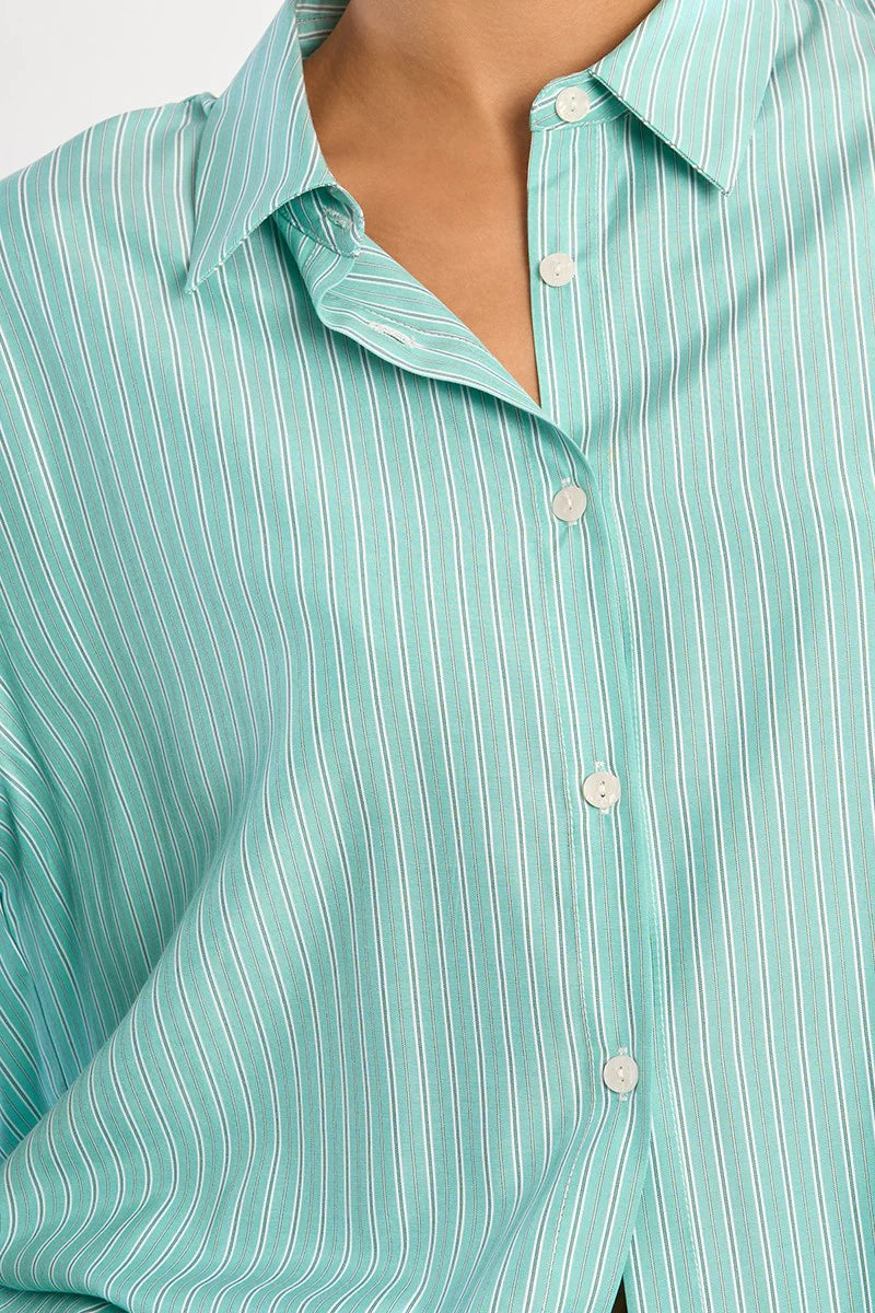 Oversized striped shirt-Mint