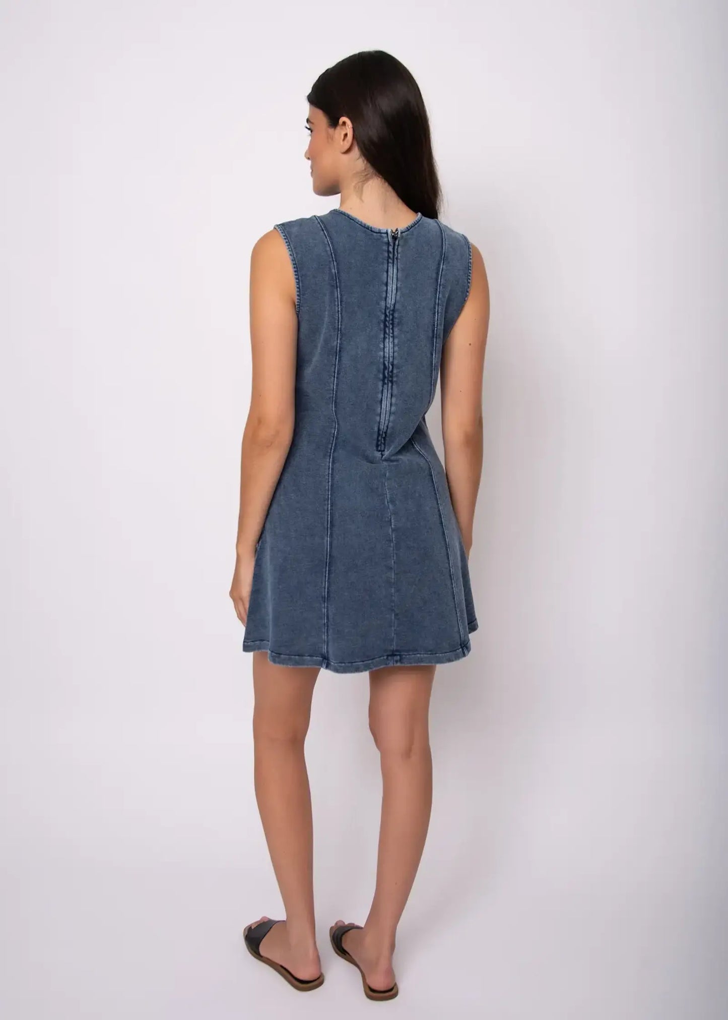 Radia French Terry Dress-Denim Blue
