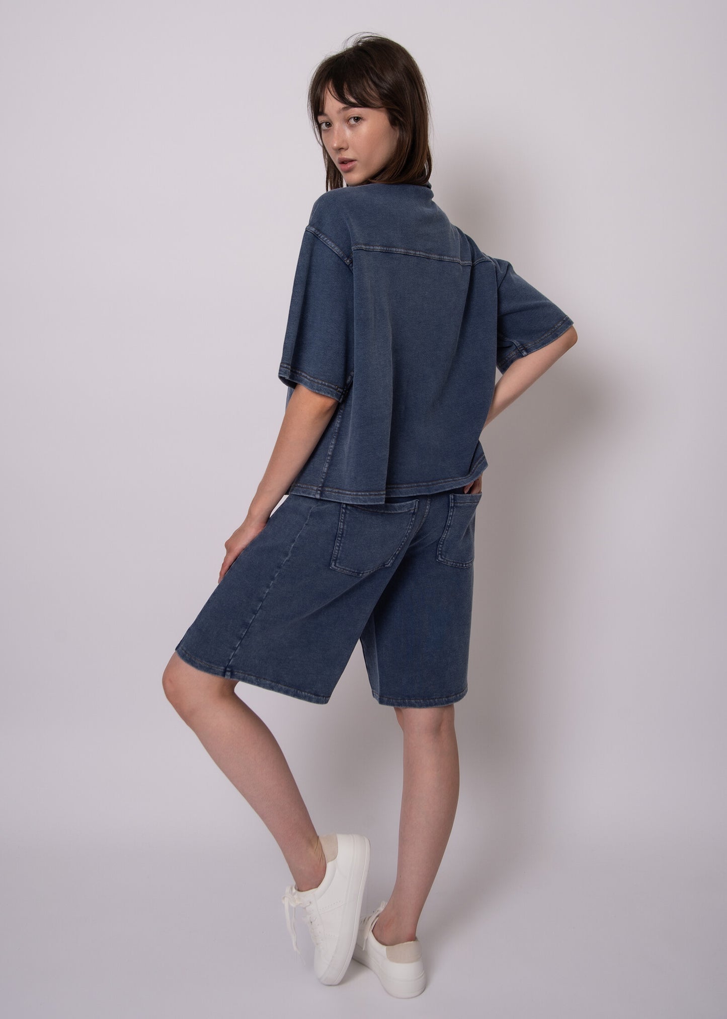 Lorane French Terry Top-Denim Blue