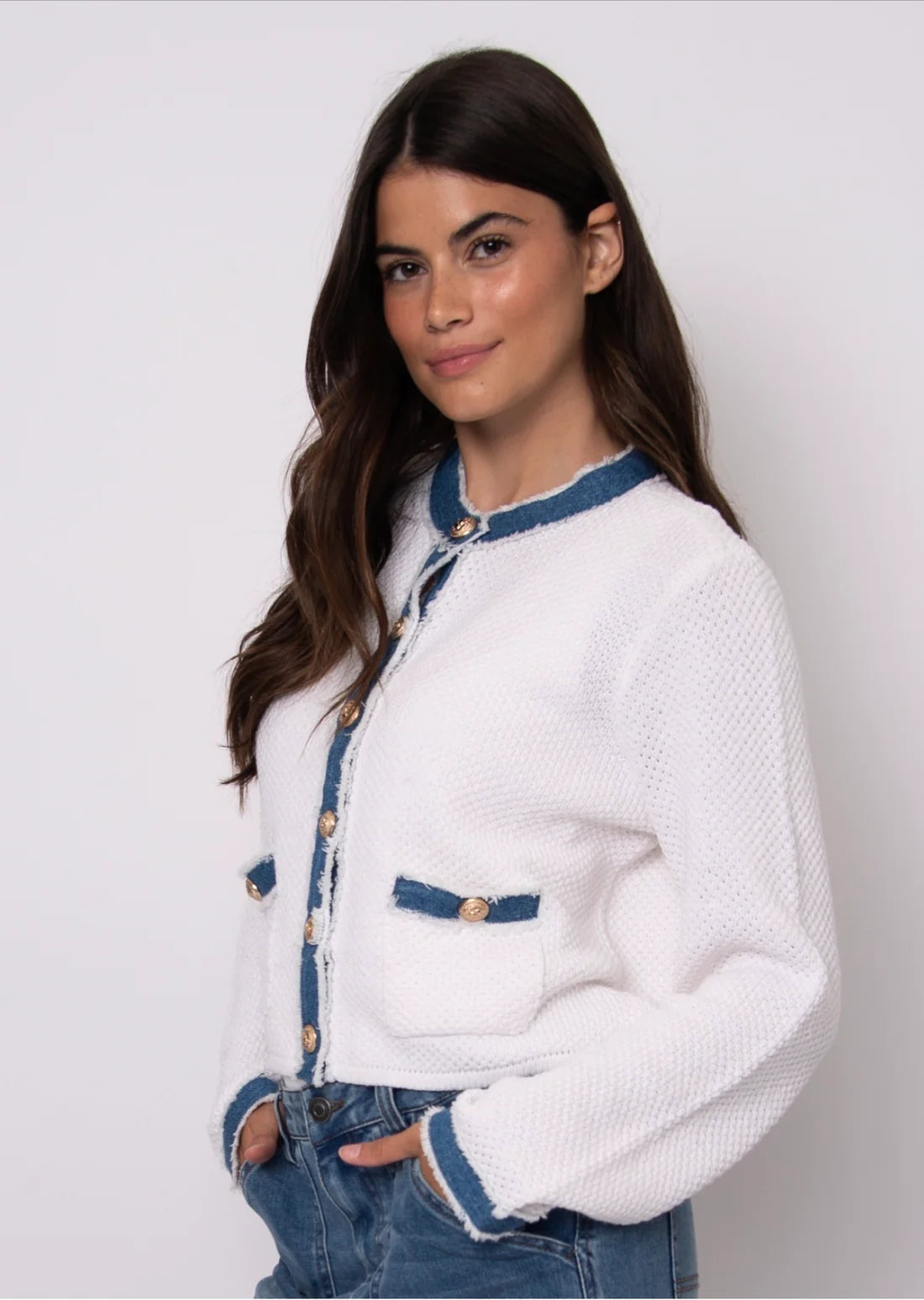 Jazzlyn Denim Combo Cardigan