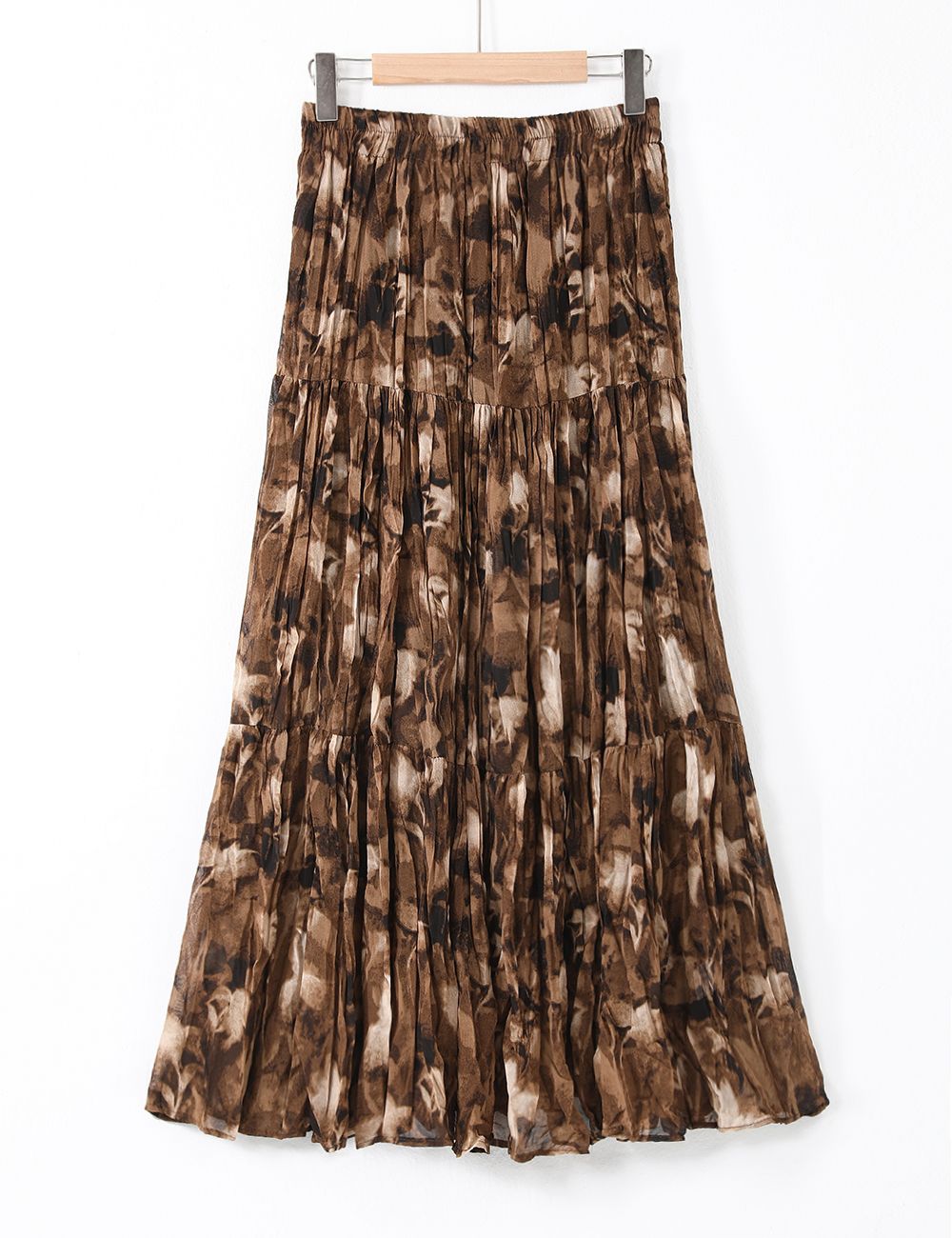 One Size Maxi Skirt-Brown & Cream