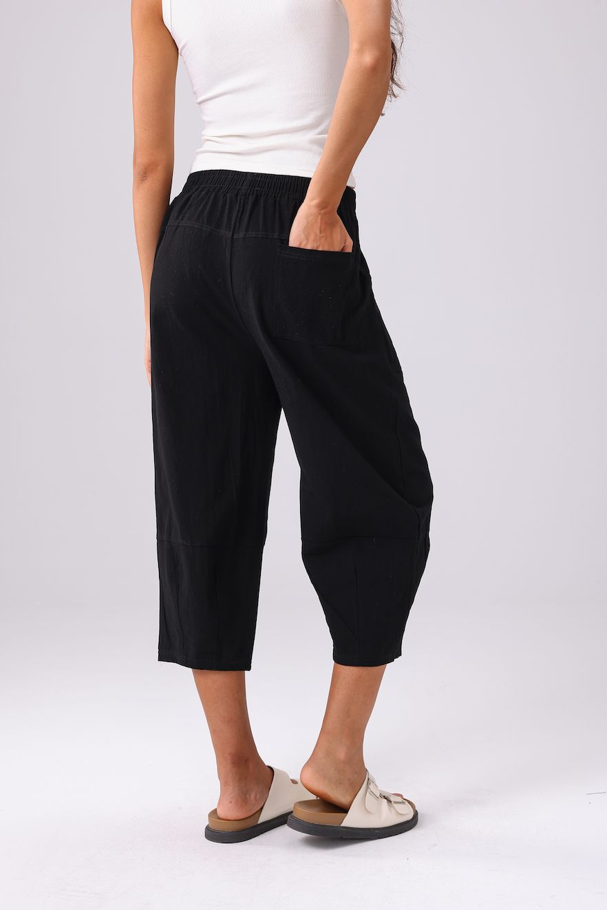 Cotton Cropped Pant-Black(Final Sale)