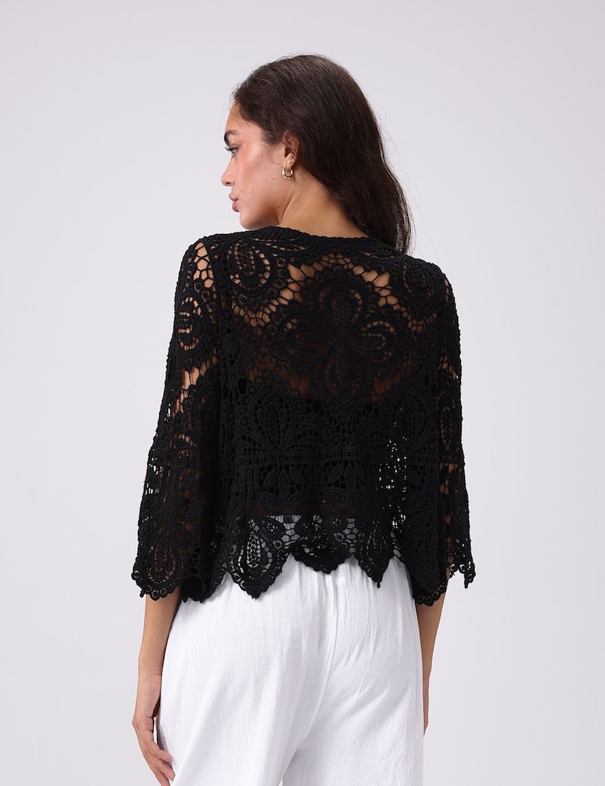 Crochet Cardigan-Black (Final Sale)