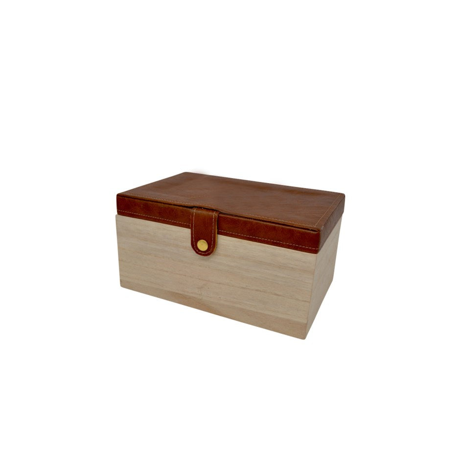 WOOD BOX/FAUX LEATHER LID (final sale)