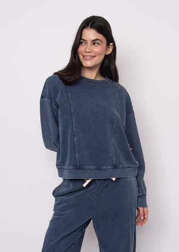 KACEY FRENCH TERRY SWEATSHIRT-DARK BLUE