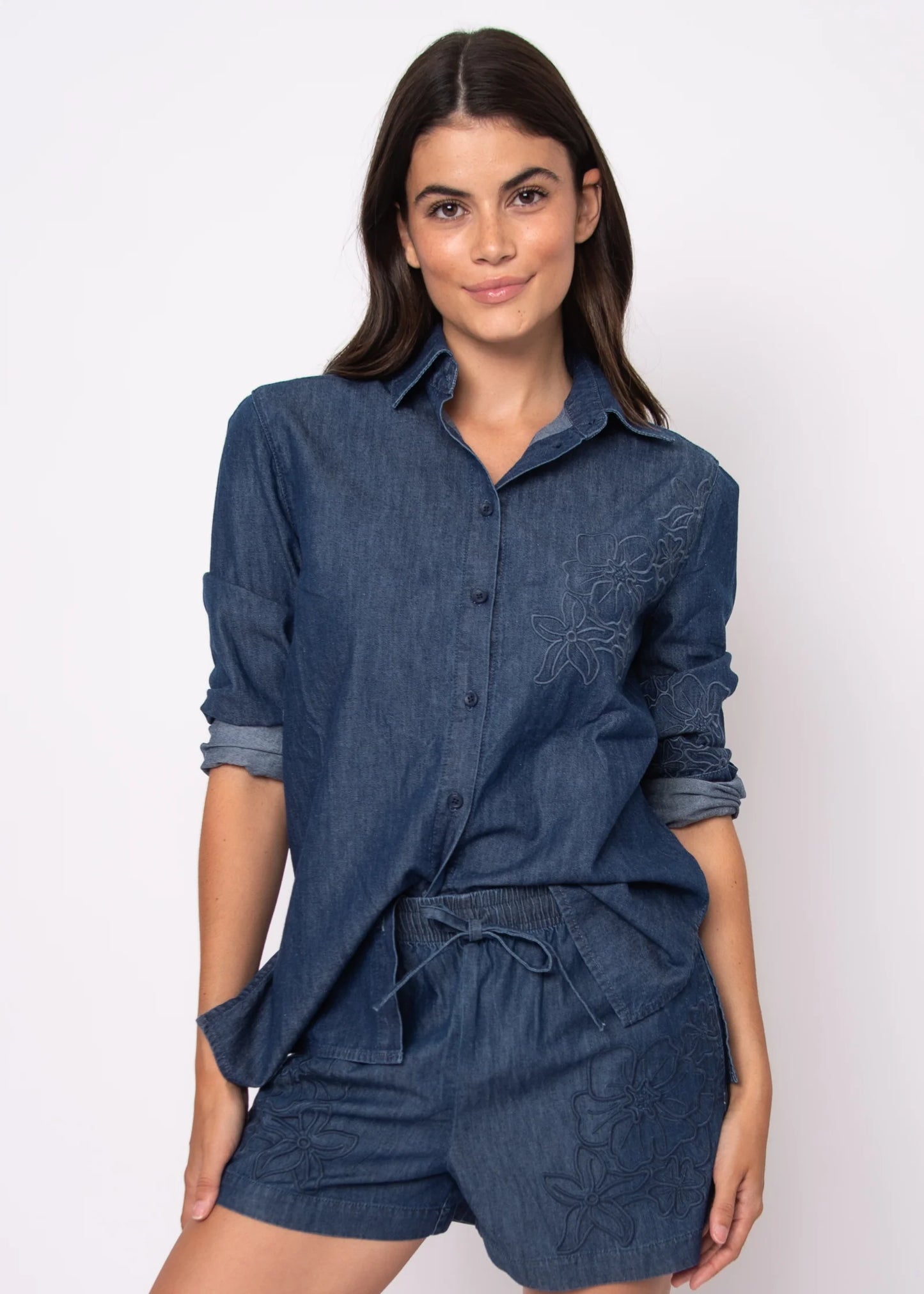 SHERLYN DENIM SHIRT-DARK DENIM