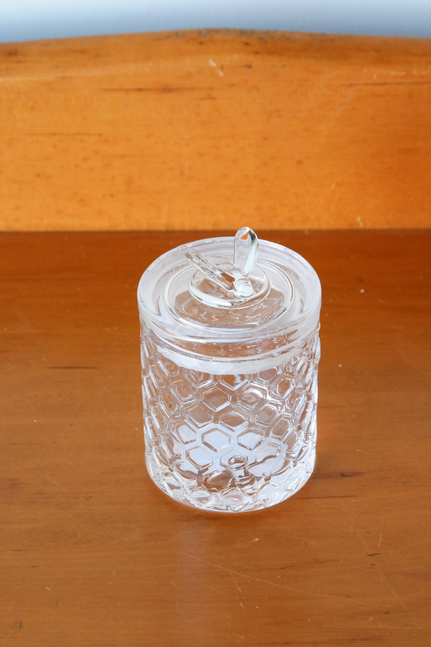 Honeycomb Jar with Bee on Sealed Lid