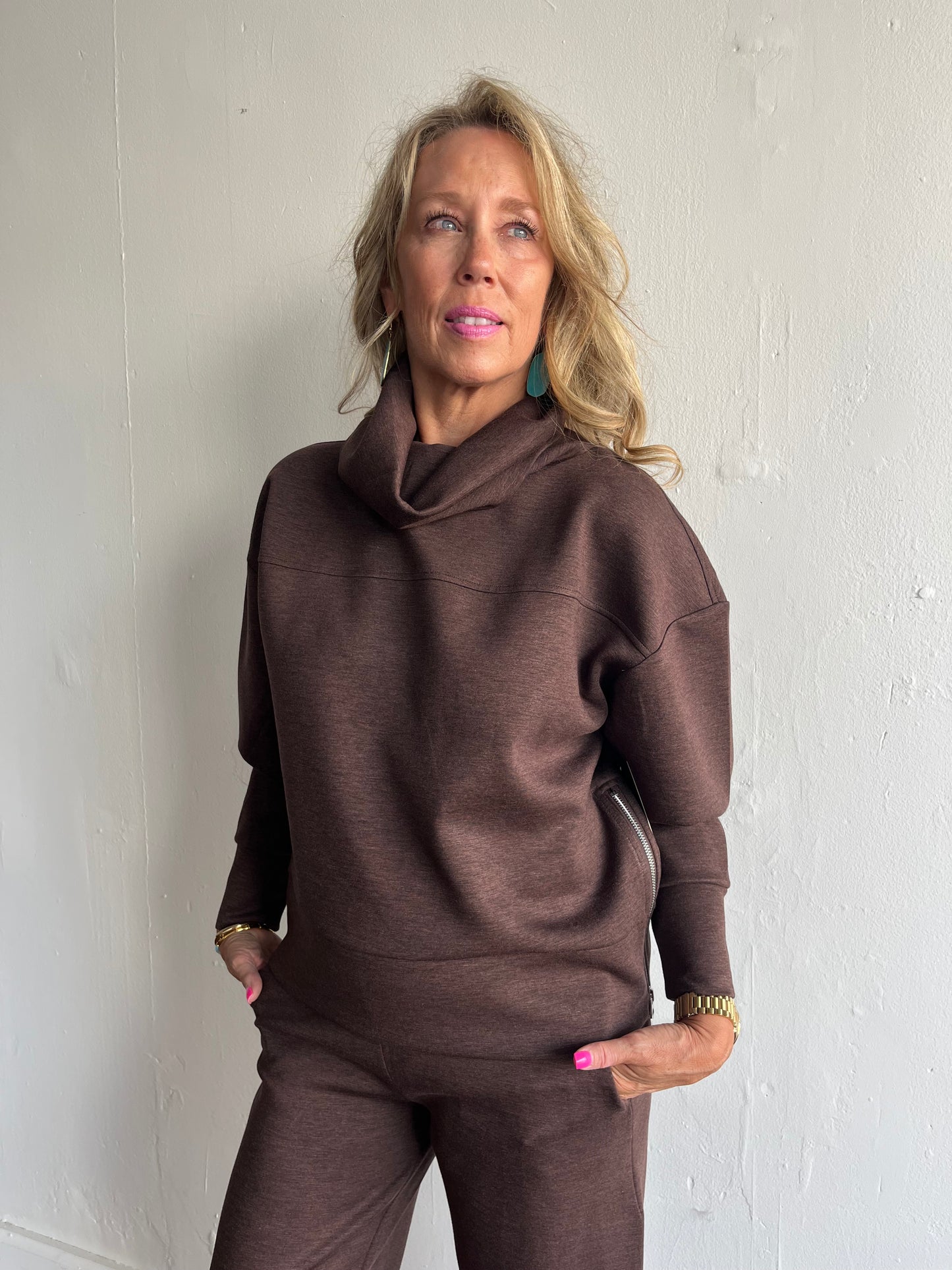 Fillana Foldover Top-Umber Melange