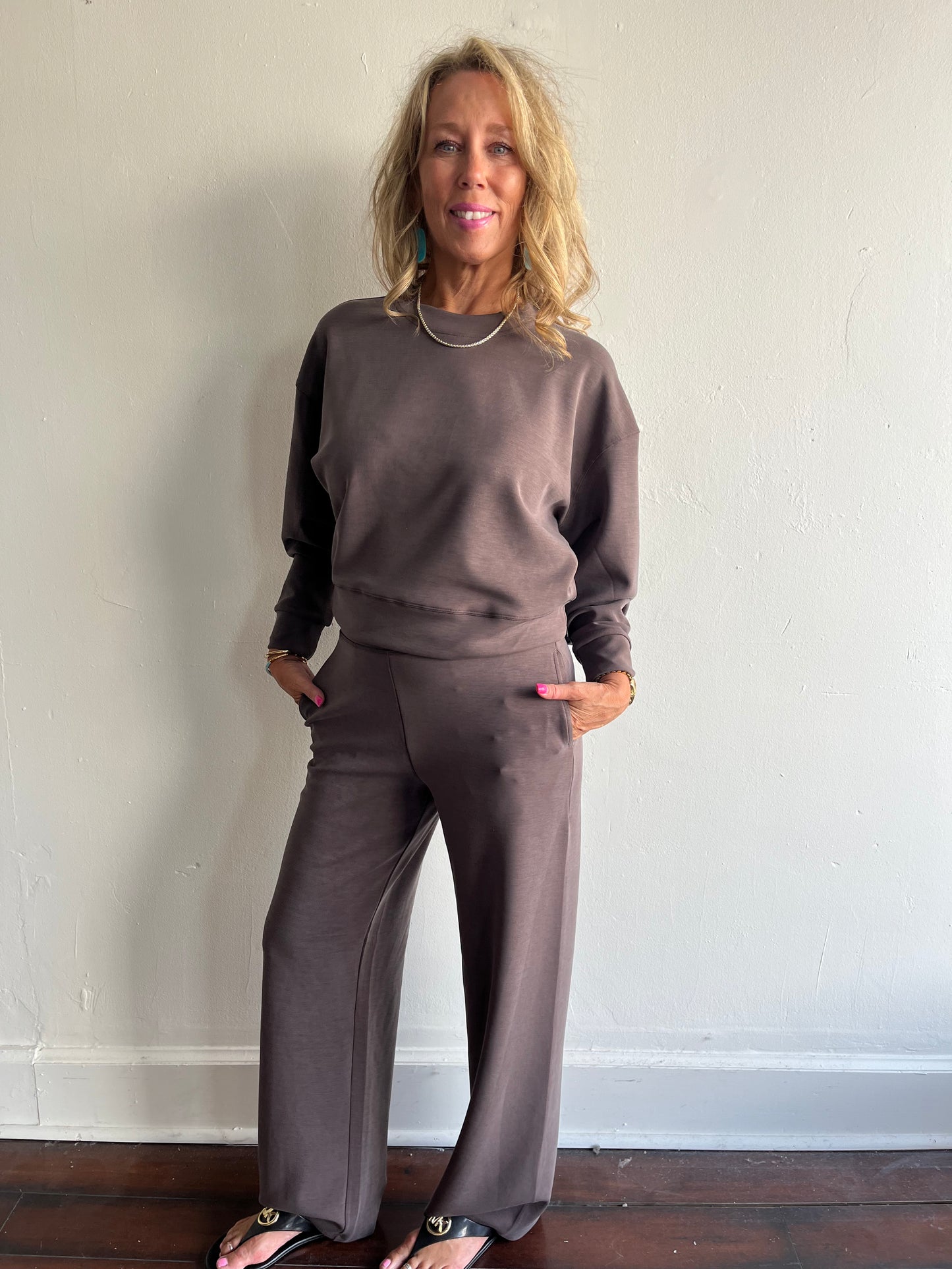 Victoria Modal Wide Leg Pant-Walnut
