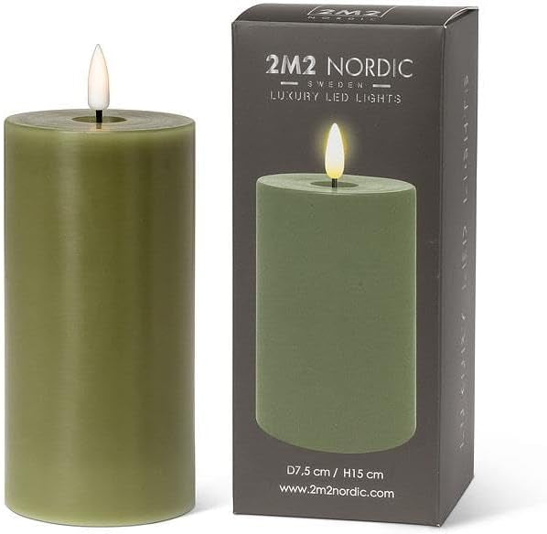 Luxlite battery operated candle-Green 6"