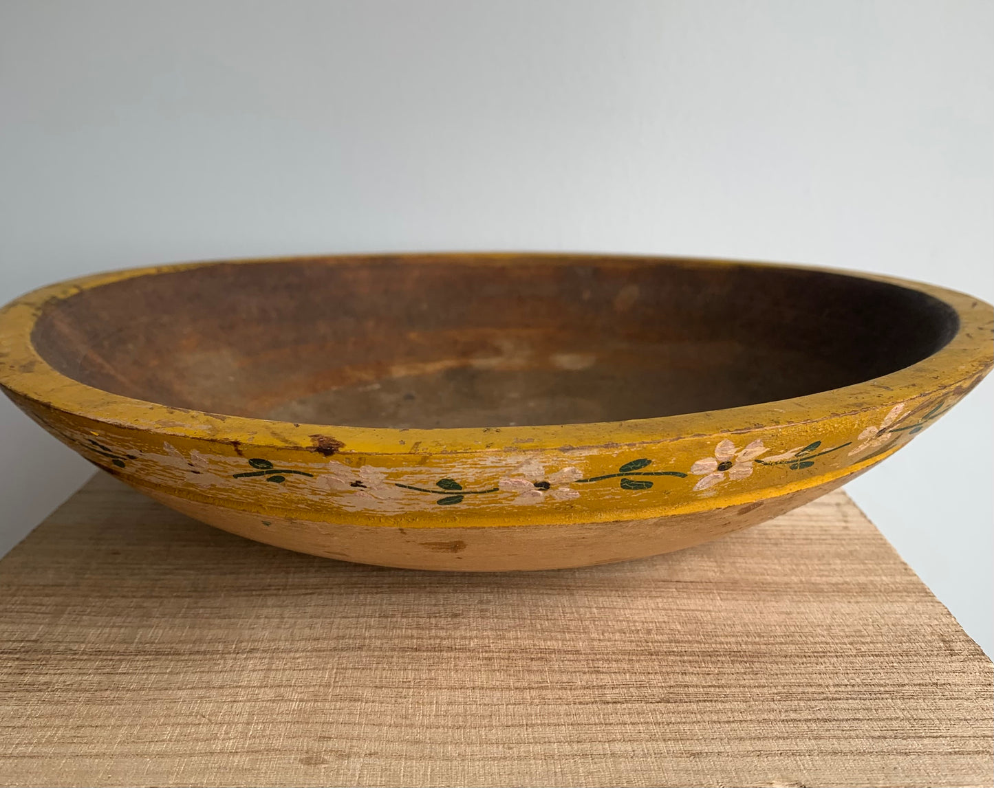 Antique Folklore Painted Wooden Bowl