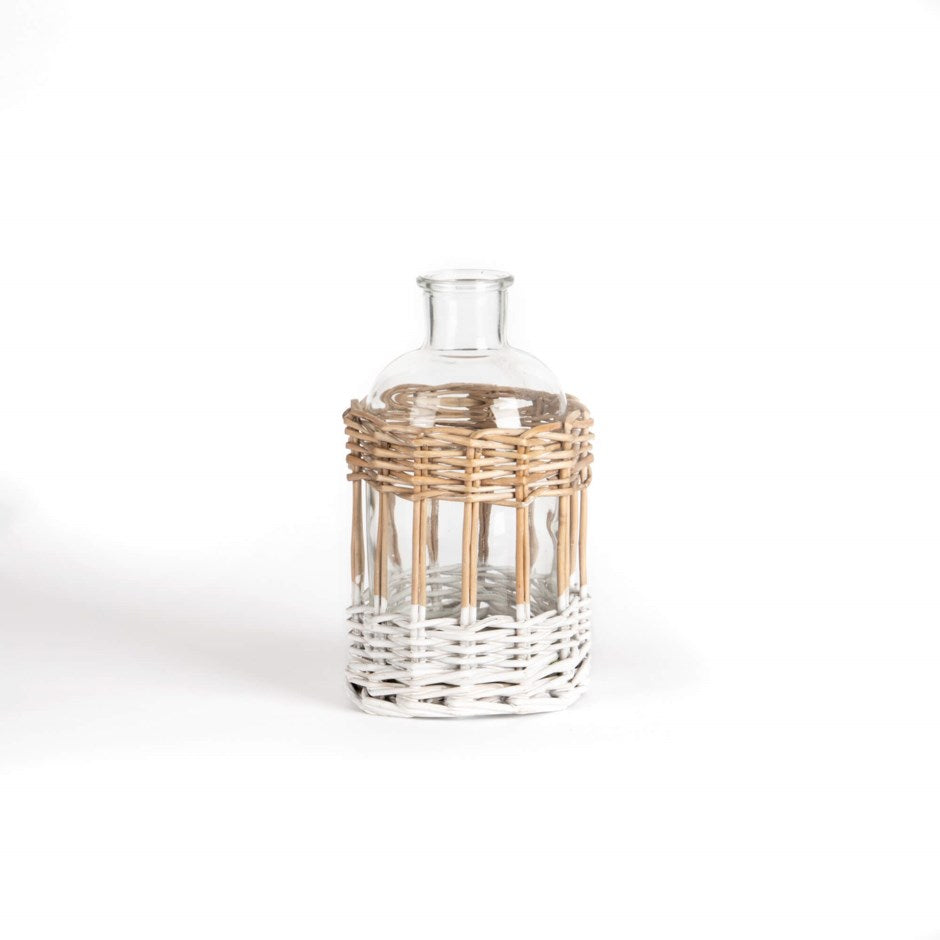 GLASS BOTTLE WITH WHITE WILLOW-SMALL(FINAL SALE)
