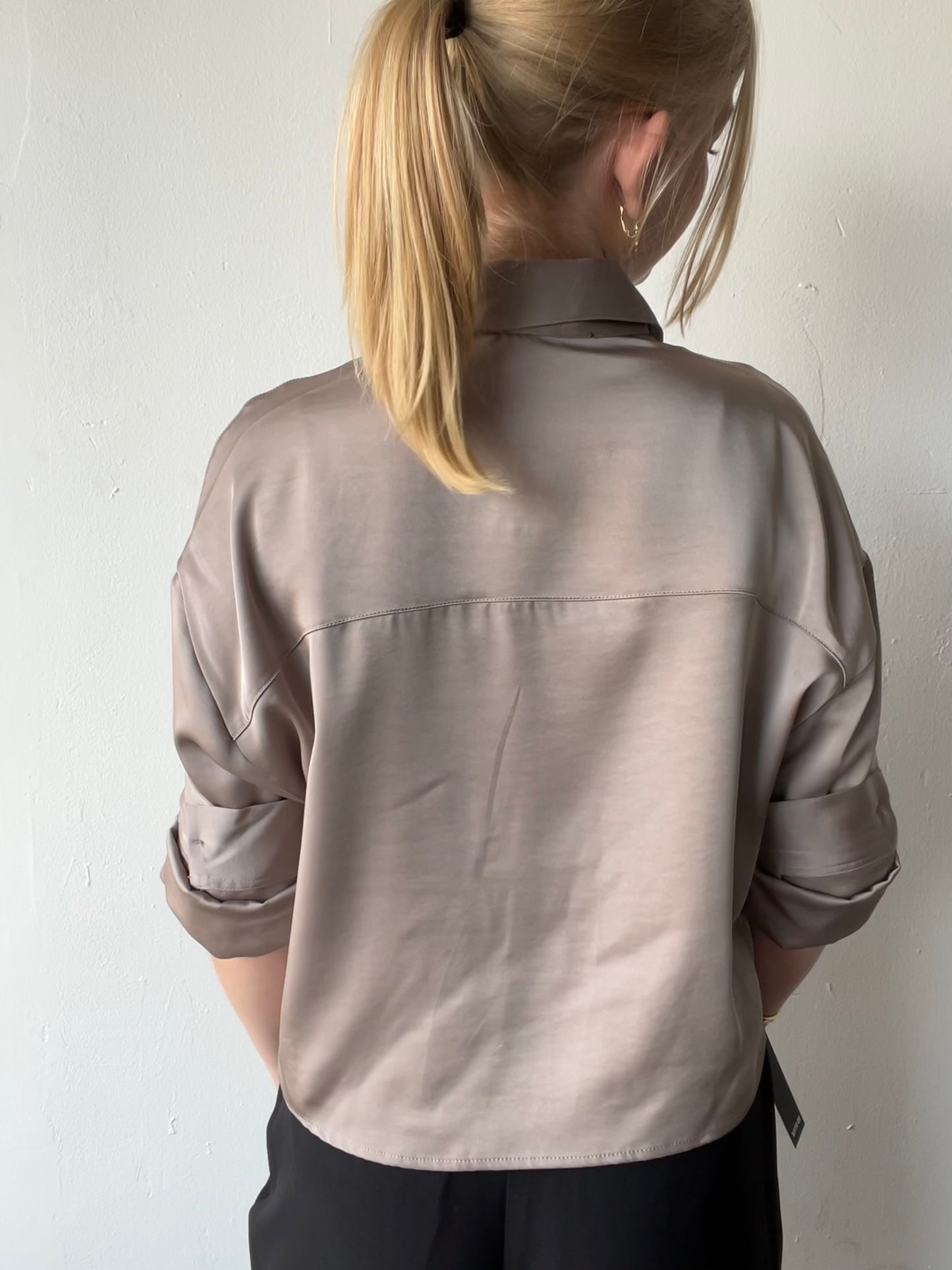 Kerwin Satin Blouse-Taupe