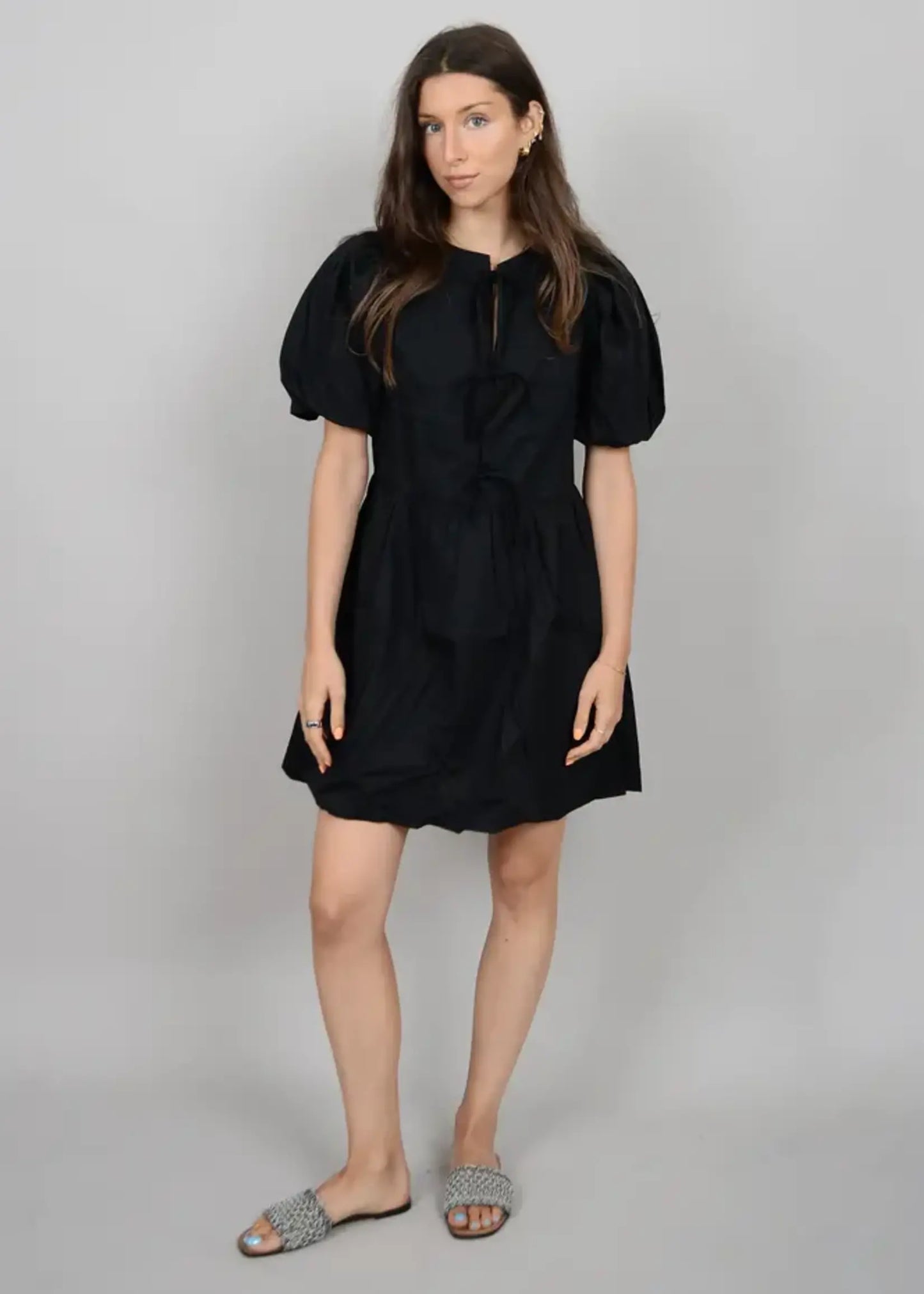 Tally Puff Tie Dress-Black(final sale)