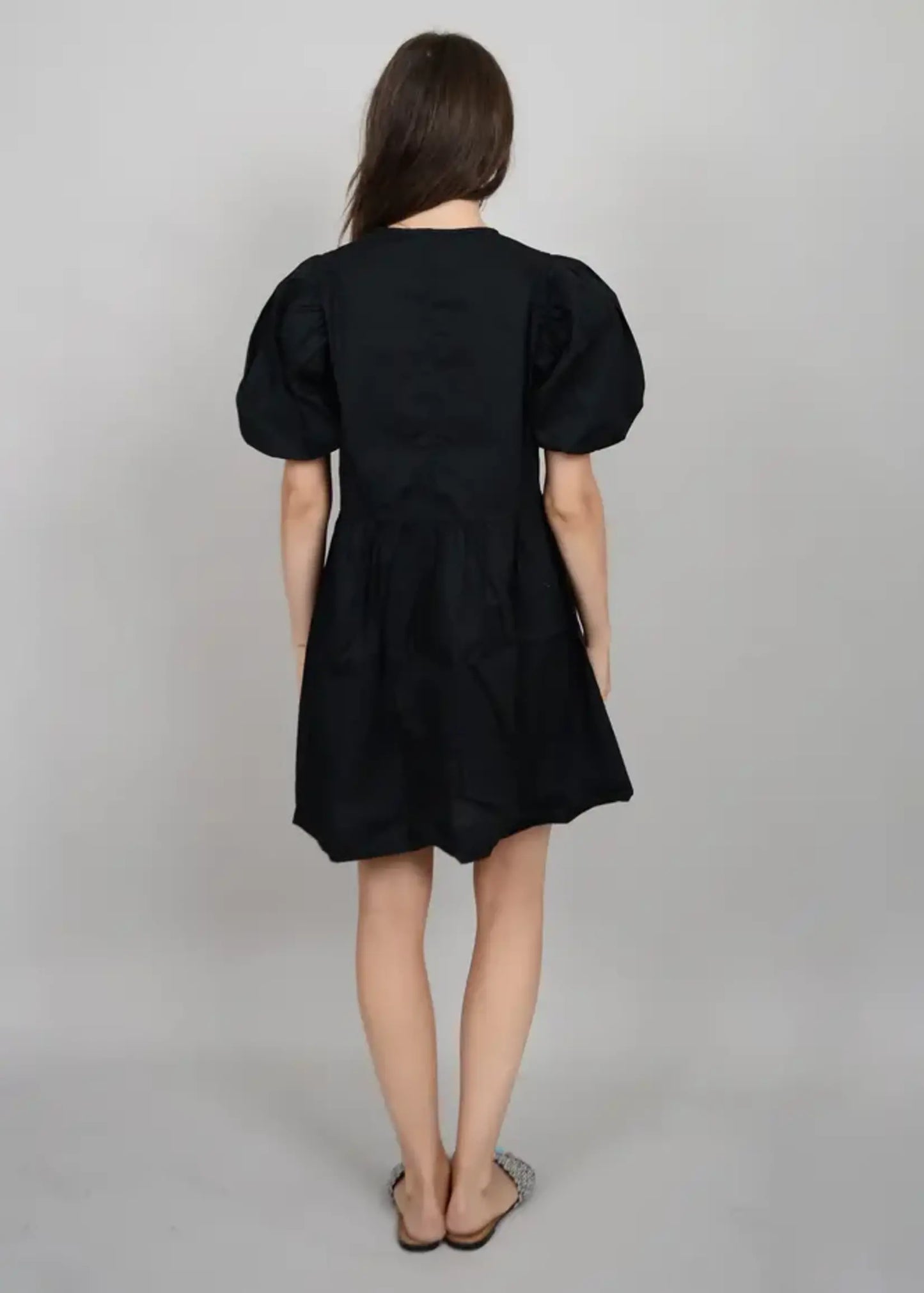 Tally Puff Tie Dress-Black(final sale)