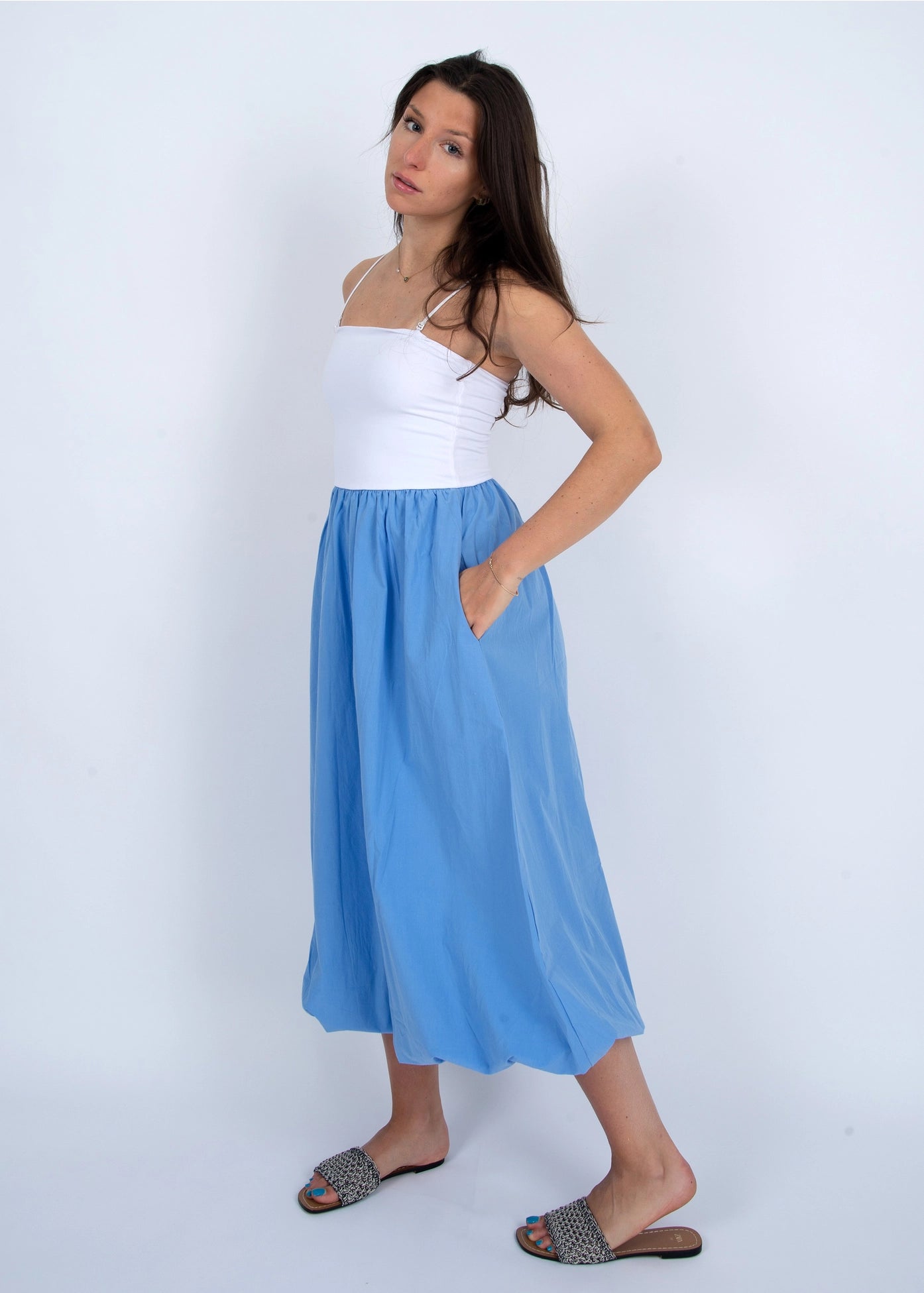 Mabelle Strapless Balloon Dress Blue (FINAL SALE)