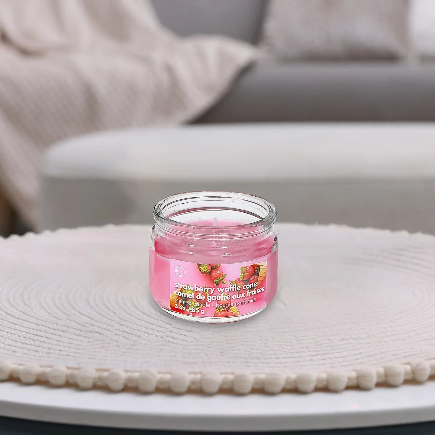 Scented Glass Jar Strawberry Waffle Cone