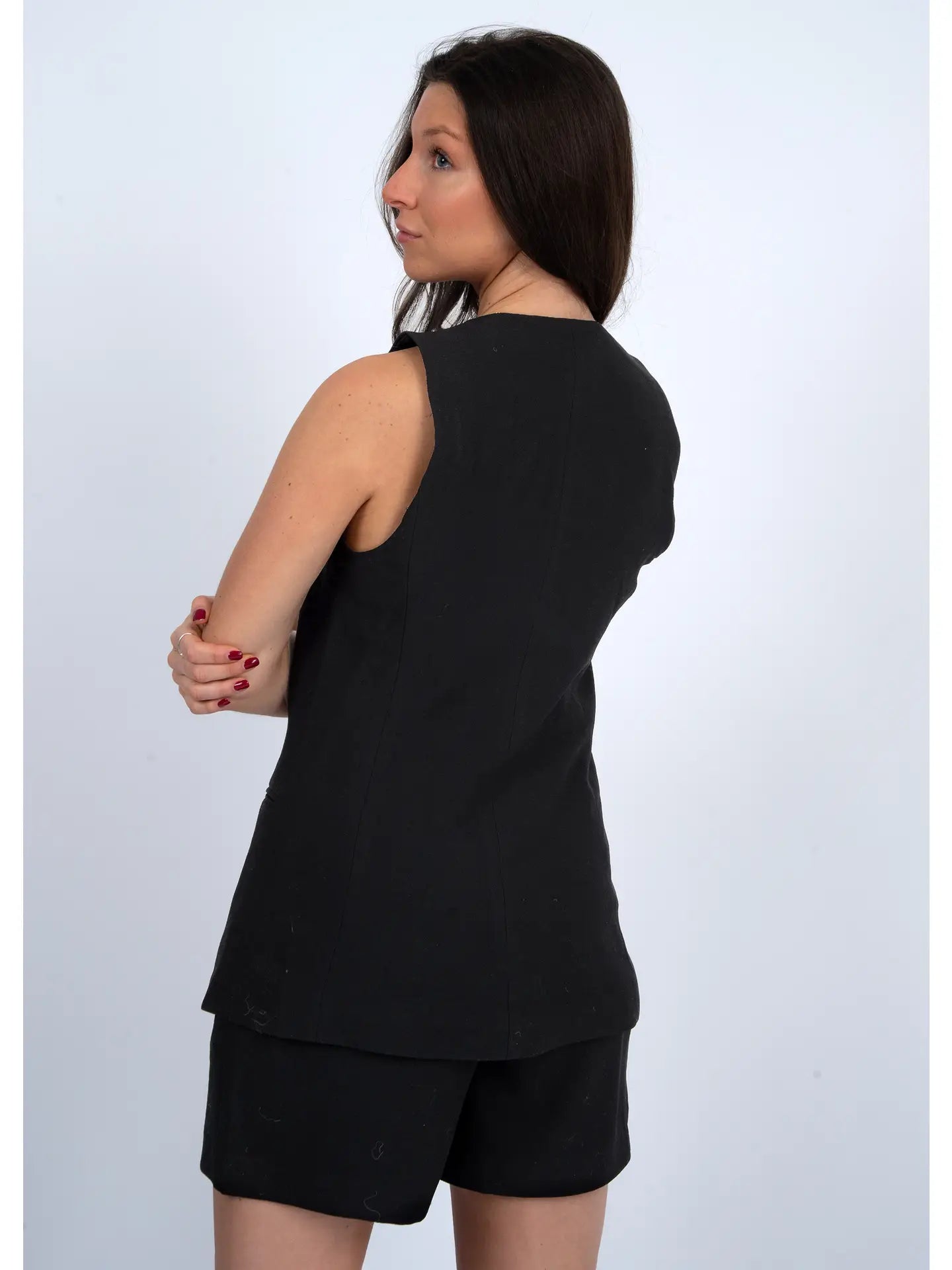 Vestria Linen Vest-Black
