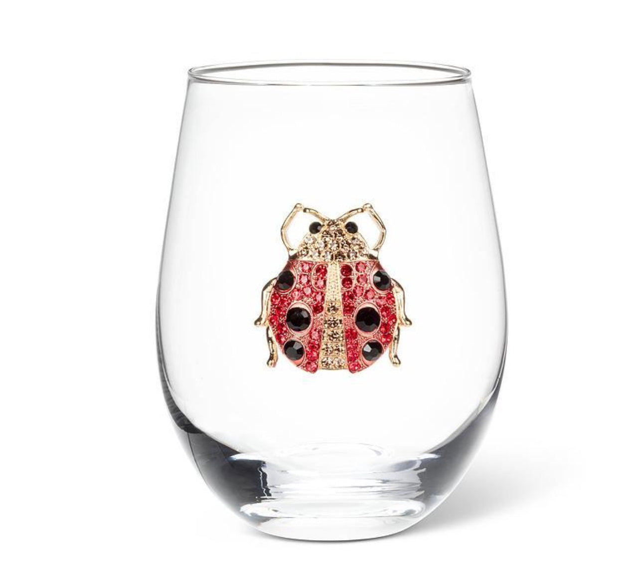 Stemless Wine Glass-Ladybug