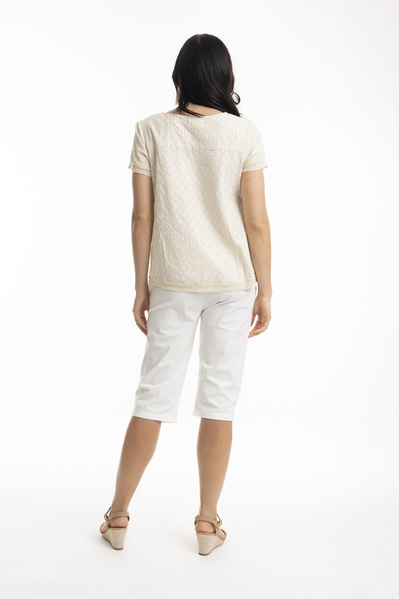 Essential Broderie Top-Beige( final sale)