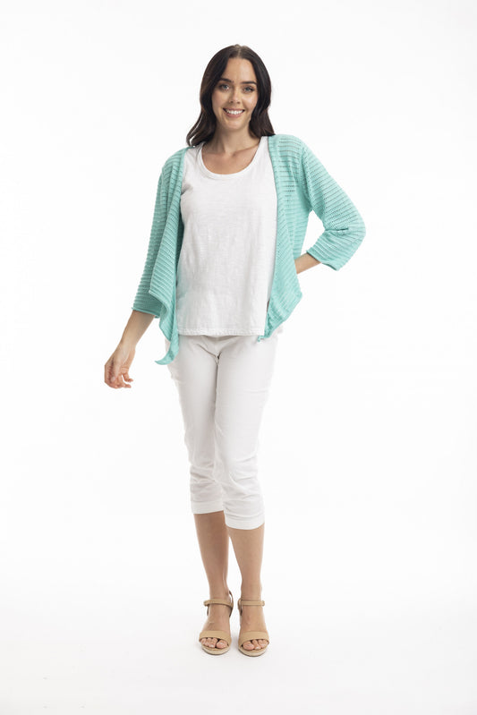 Essentials Knit Tie Shrug-Aqua( final sale)