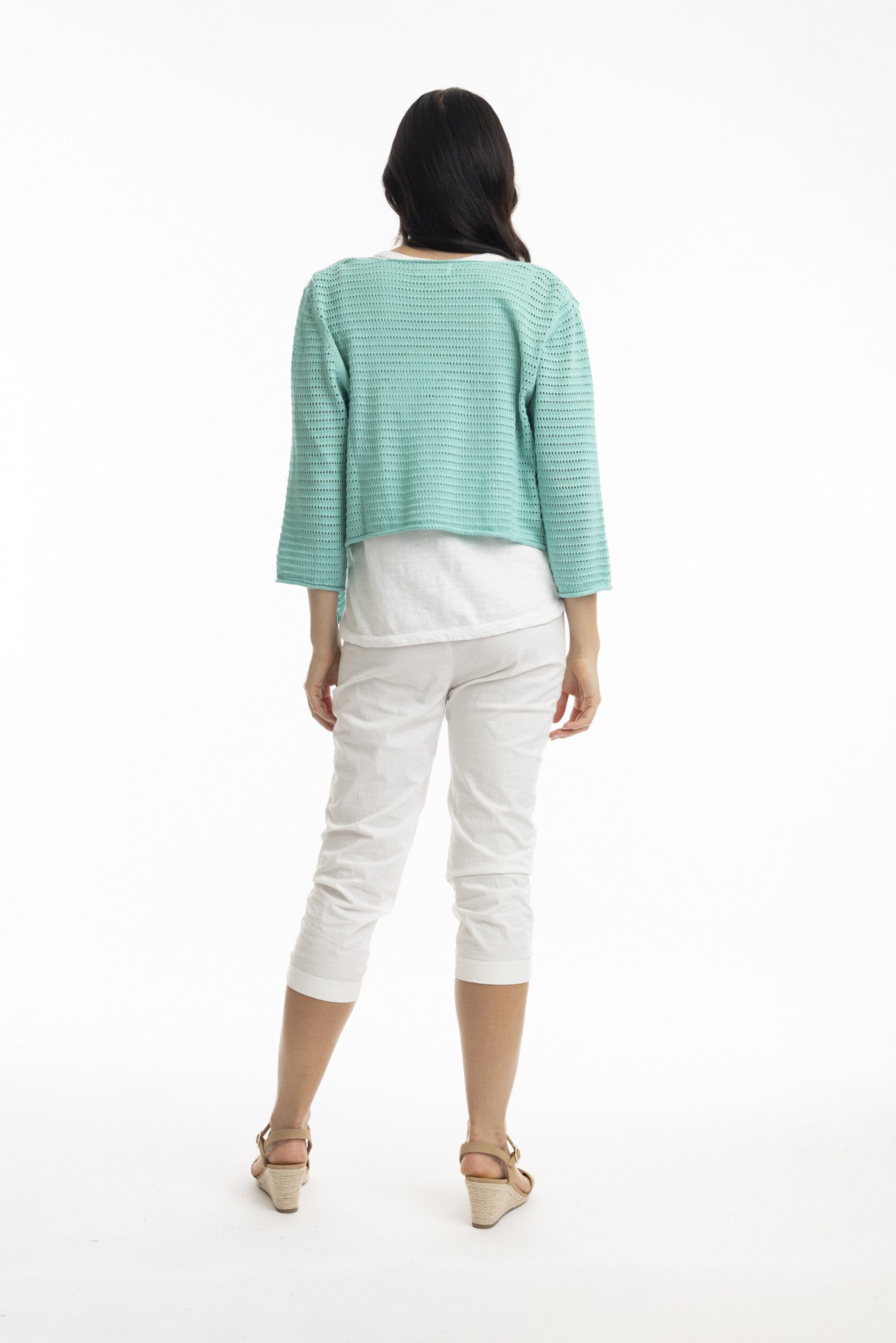 Essentials Knit Tie Shrug-Aqua