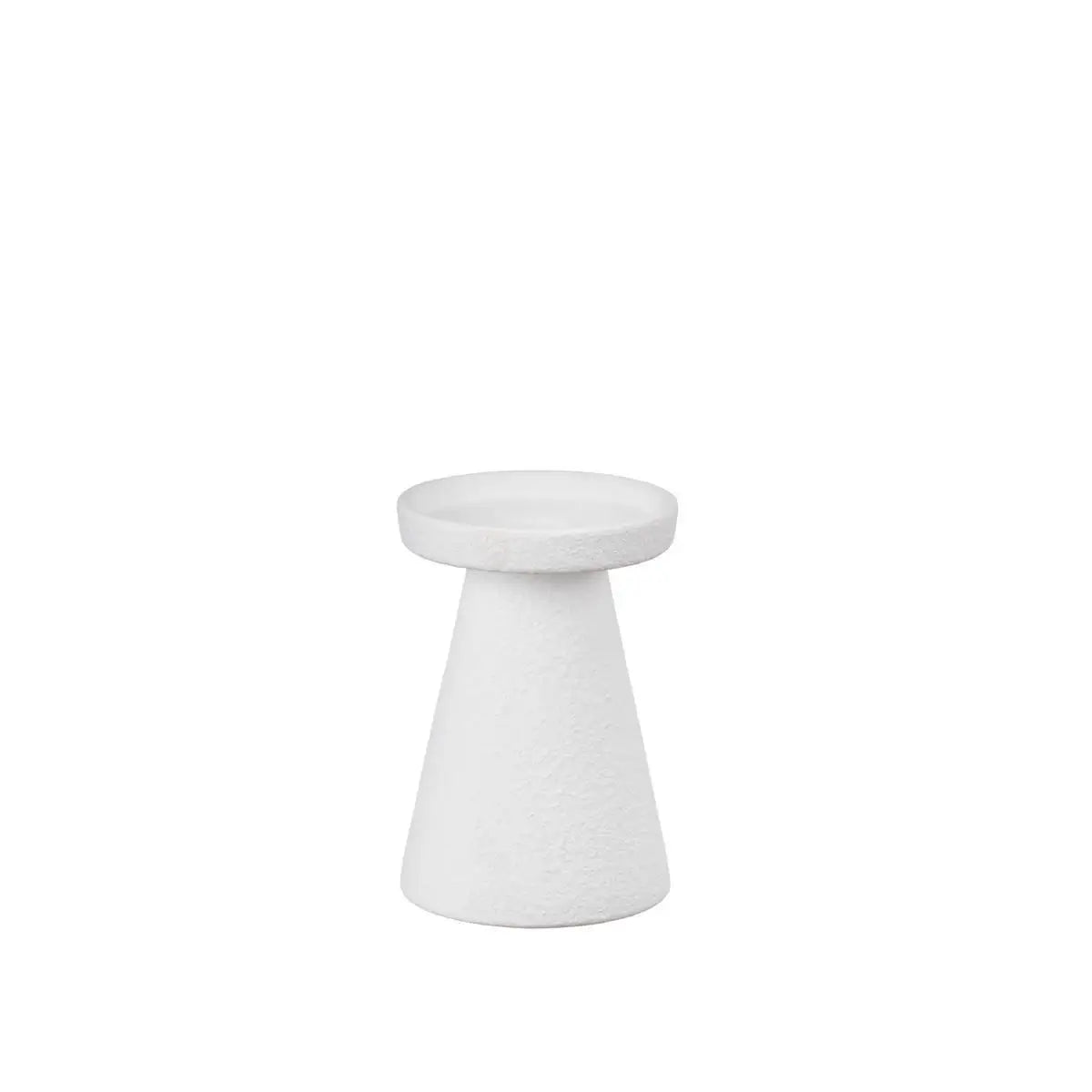 White Textured Ceramic Pillar Candle Holder