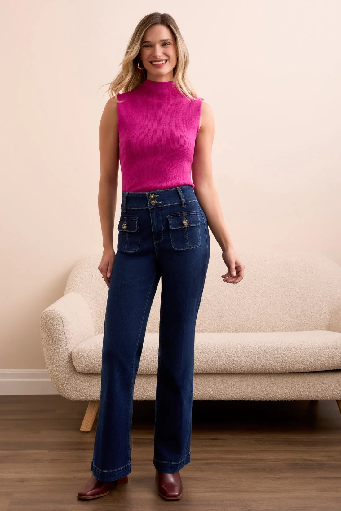 BROOKE COMFORT STRETCH HIGH RISE PALAZZO TROUSERS