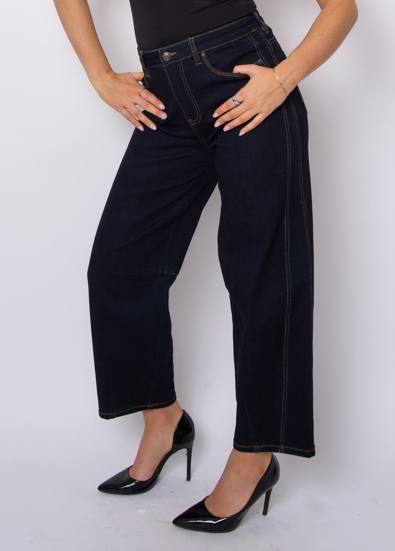 Barni Barrel Jeans-Dark Denim